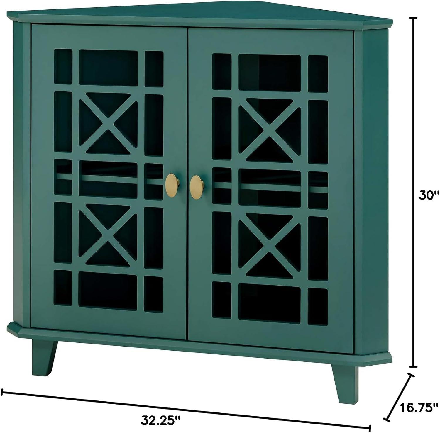 imageWalker Edison Fretwork Corner Accent Cabinet Dark TealDark Teal