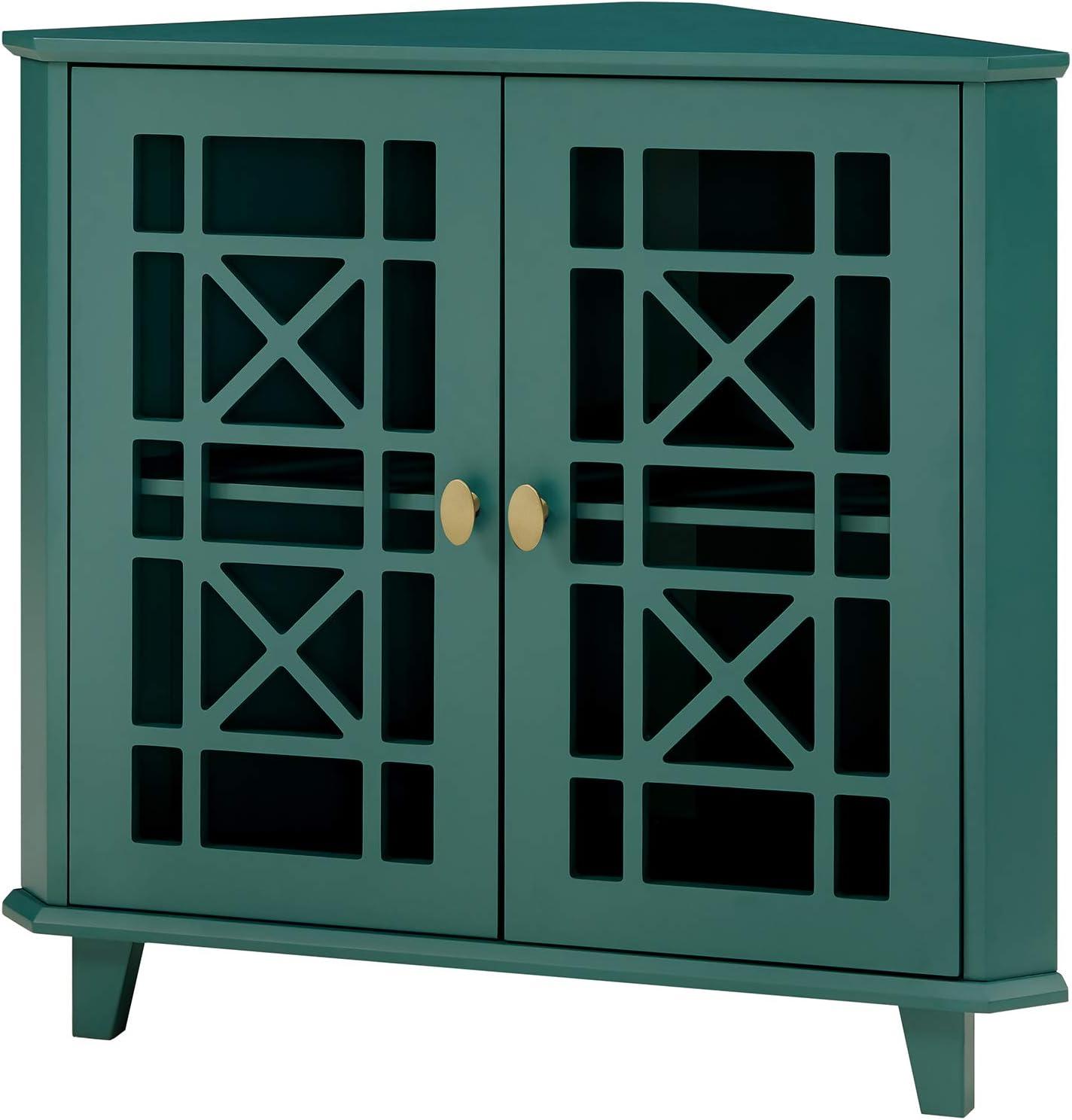 imageWalker Edison Fretwork Corner Accent Cabinet Dark TealDark Teal