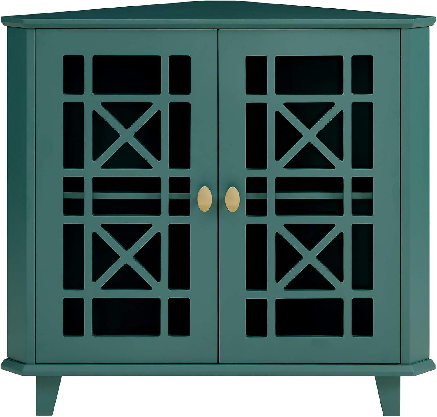 imageWalker Edison Fretwork Corner Accent Cabinet Dark TealDark Teal