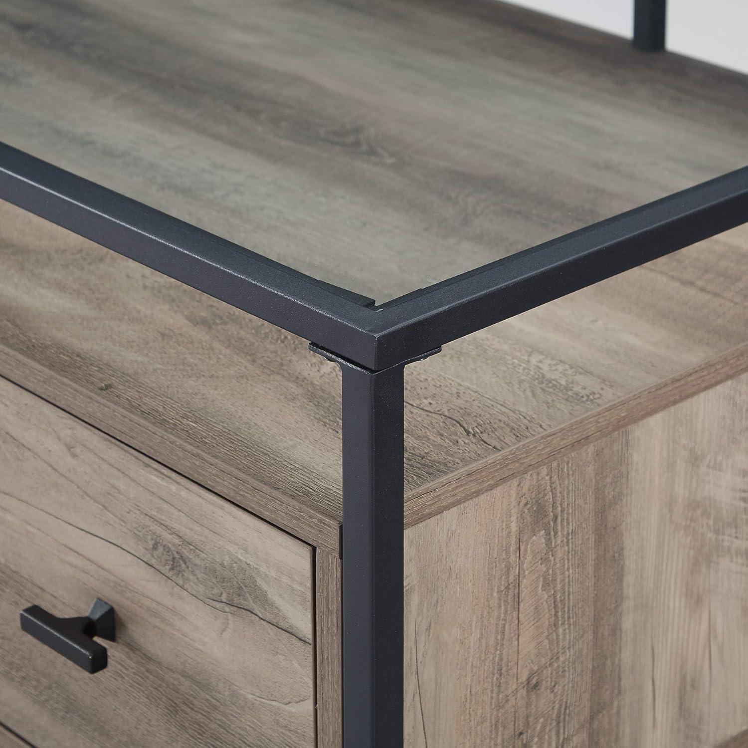 imageWalker Edison Furniture AZ56FUL2DGTDW Glass Top 2 DraWalker Edisonr Computer Writing Desk 56 Dark WalnutGrey Wash