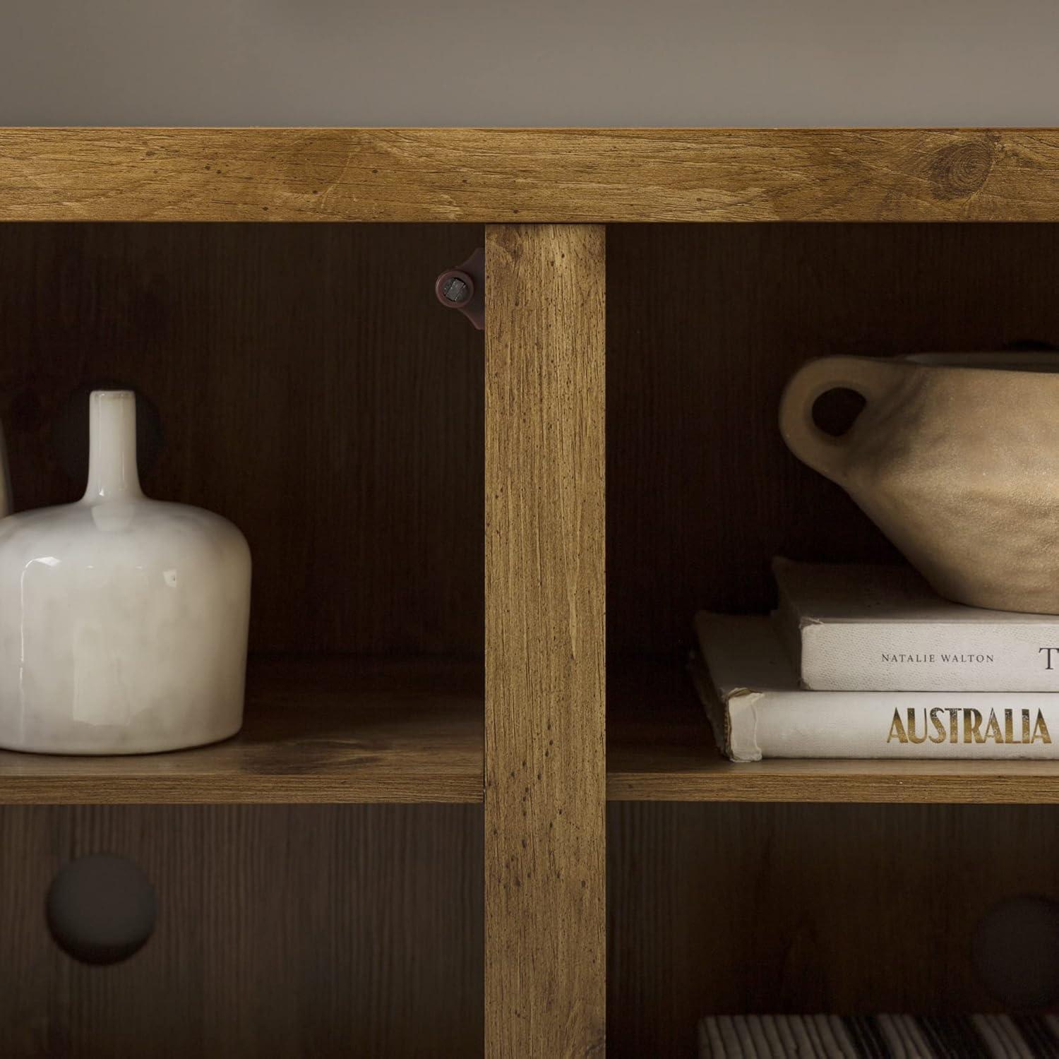 imageWalker Edison Georgetown Modern Farmhouse Double Barn Door TV Stand for TVs up to 65 Inches 58 Inch Barnwood