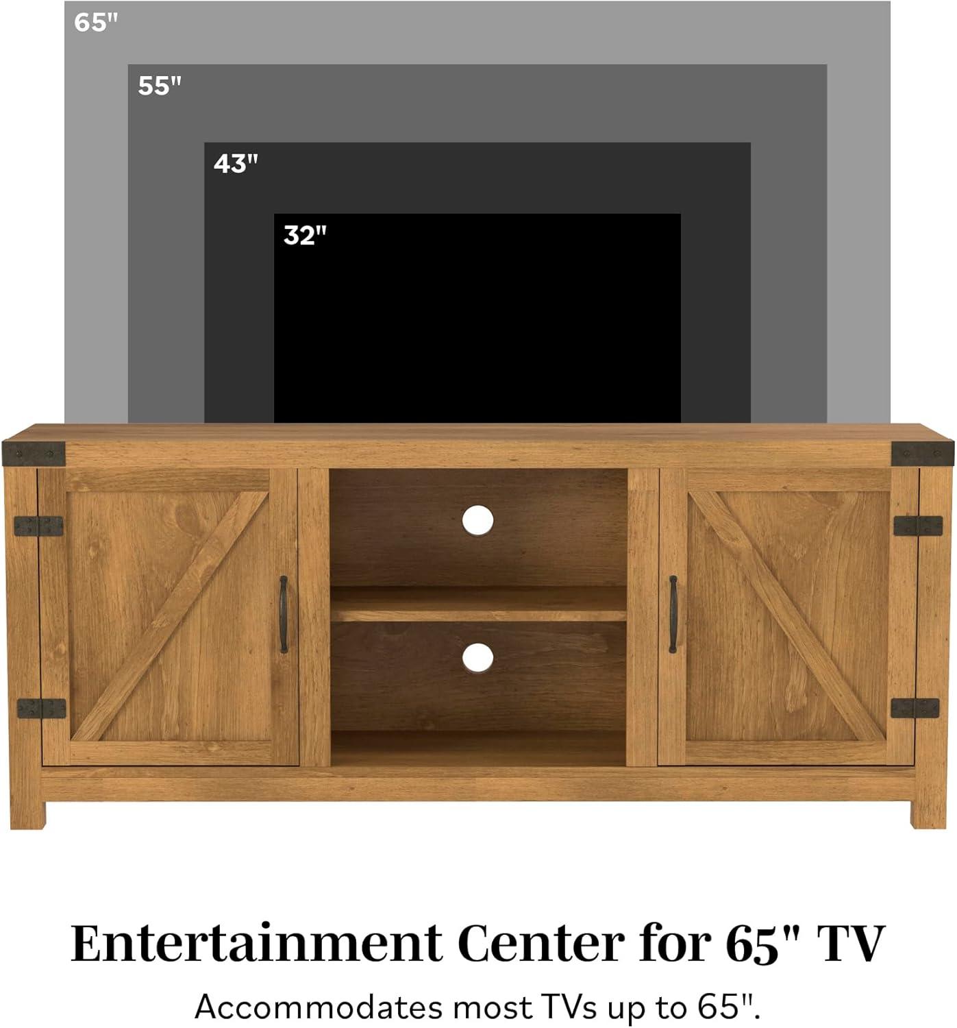 imageWalker Edison Georgetown Modern Farmhouse Double Barn Door TV Stand for TVs up to 65 Inches 58 Inch Barnwood