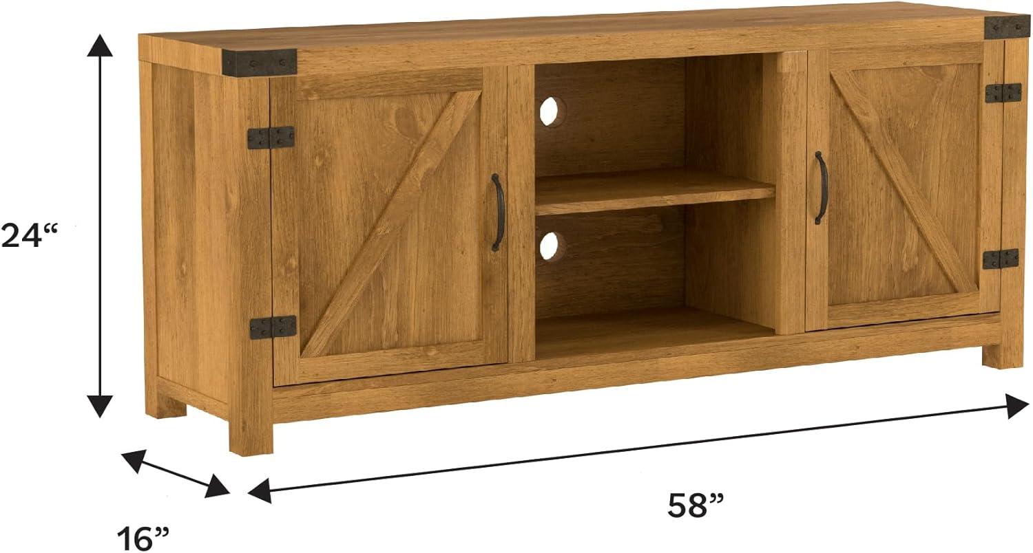imageWalker Edison Georgetown Modern Farmhouse Double Barn Door TV Stand for TVs up to 65 Inches 58 Inch Barnwood