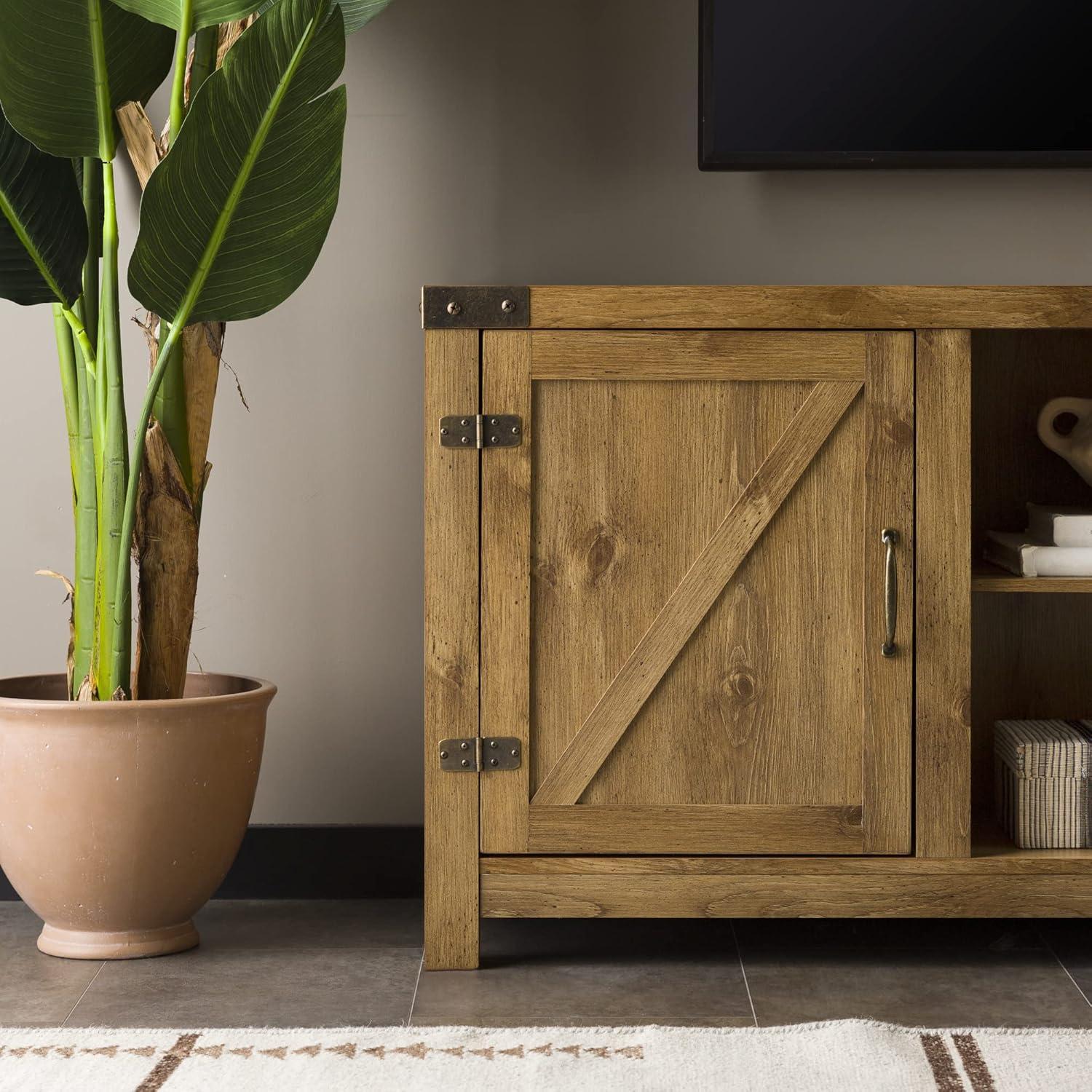 imageWalker Edison Georgetown Modern Farmhouse Double Barn Door TV Stand for TVs up to 65 Inches 58 Inch Barnwood