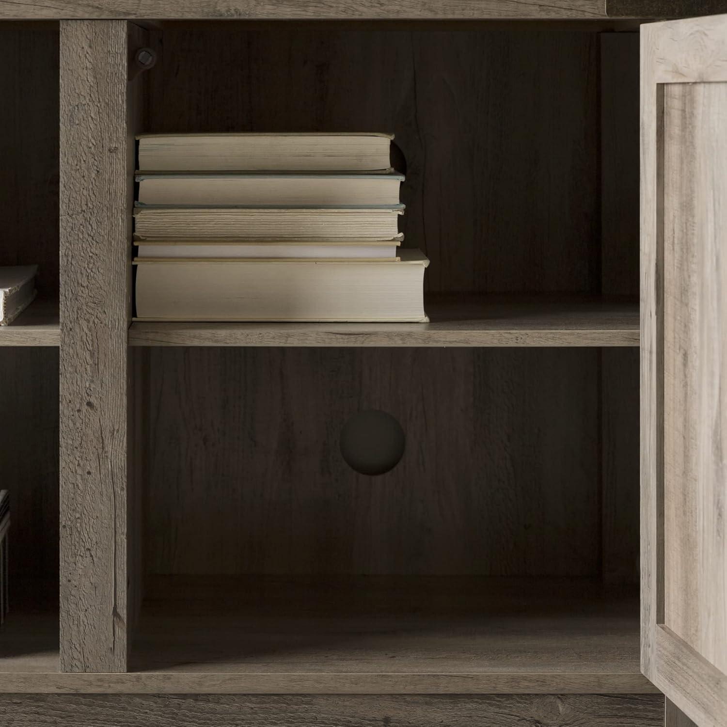 imageWalker Edison Georgetown Modern Farmhouse Double Barn Door TV Stand for TVs up to 65 Inches 58 Inch GreyGrey Wash