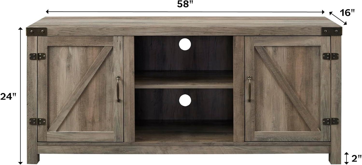 imageWalker Edison Georgetown Modern Farmhouse Double Barn Door TV Stand for TVs up to 65 Inches 58 Inch GreyGrey Wash