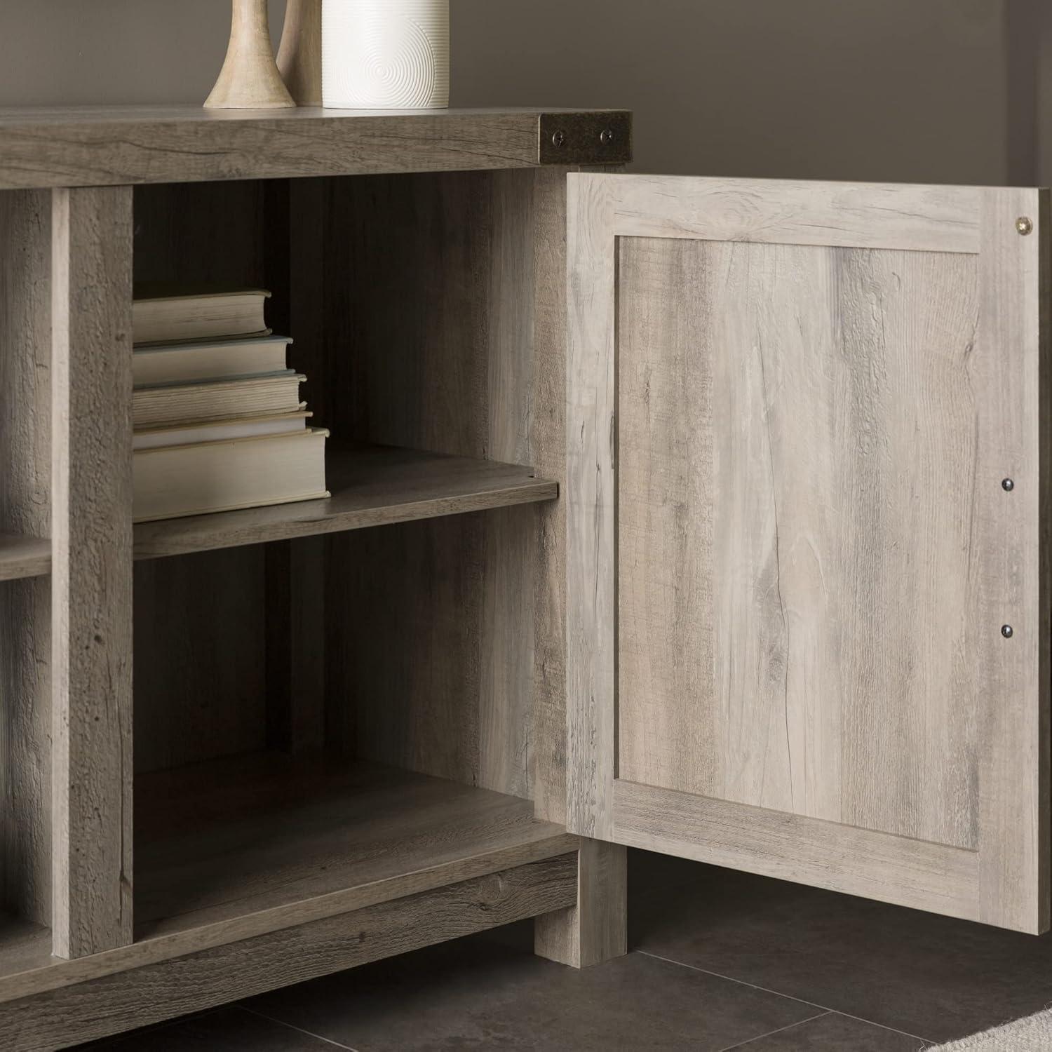 imageWalker Edison Georgetown Modern Farmhouse Double Barn Door TV Stand for TVs up to 65 Inches 58 Inch GreyGrey Wash