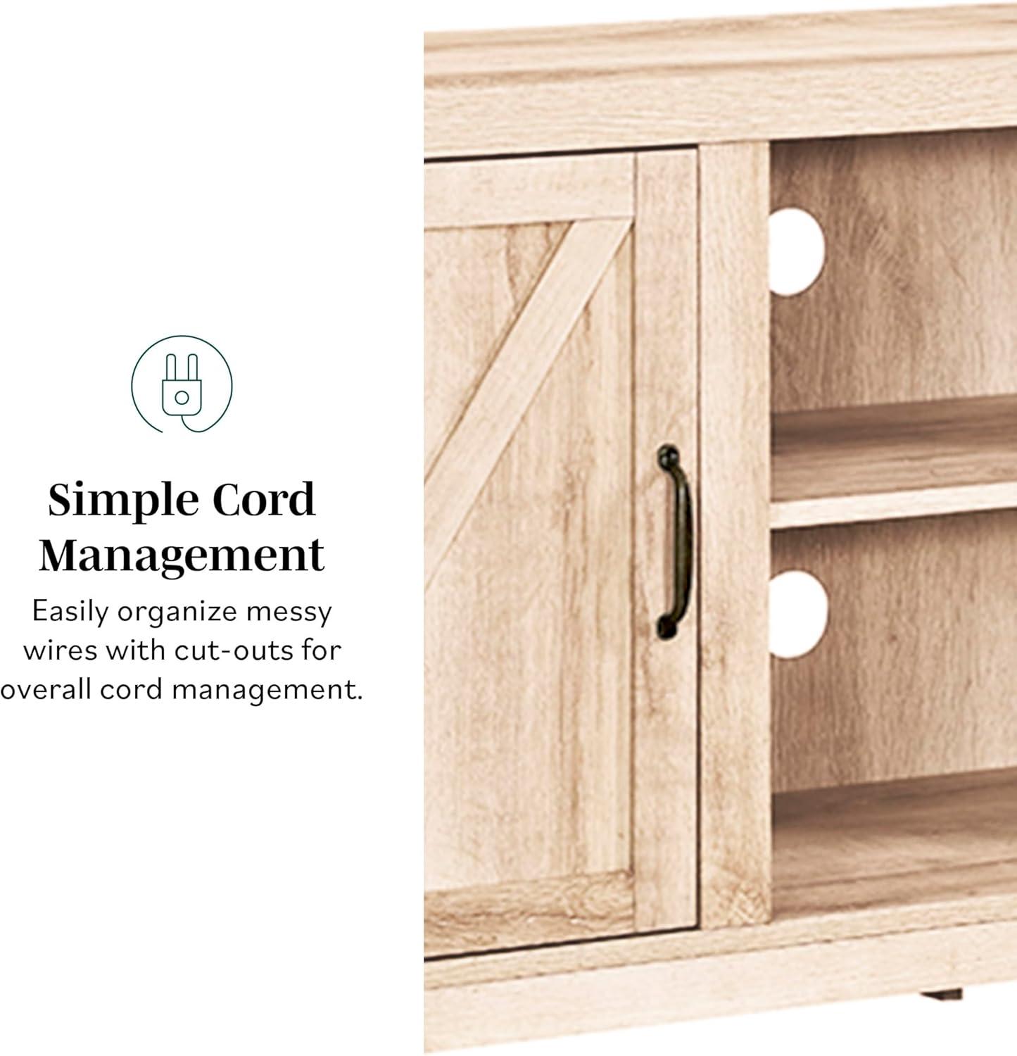 imageWalker Edison Georgetown Modern Farmhouse Double Barn Door TV Stand for TVs up to 65 Inches 58 Inch GreyWhite Oak