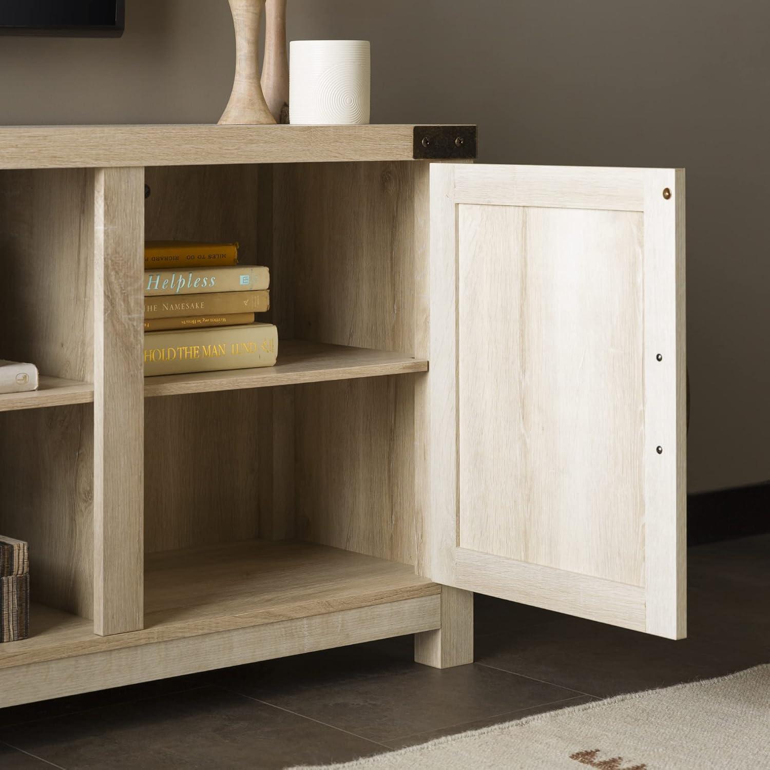 imageWalker Edison Georgetown Modern Farmhouse Double Barn Door TV Stand for TVs up to 65 Inches 58 Inch GreyWhite Oak