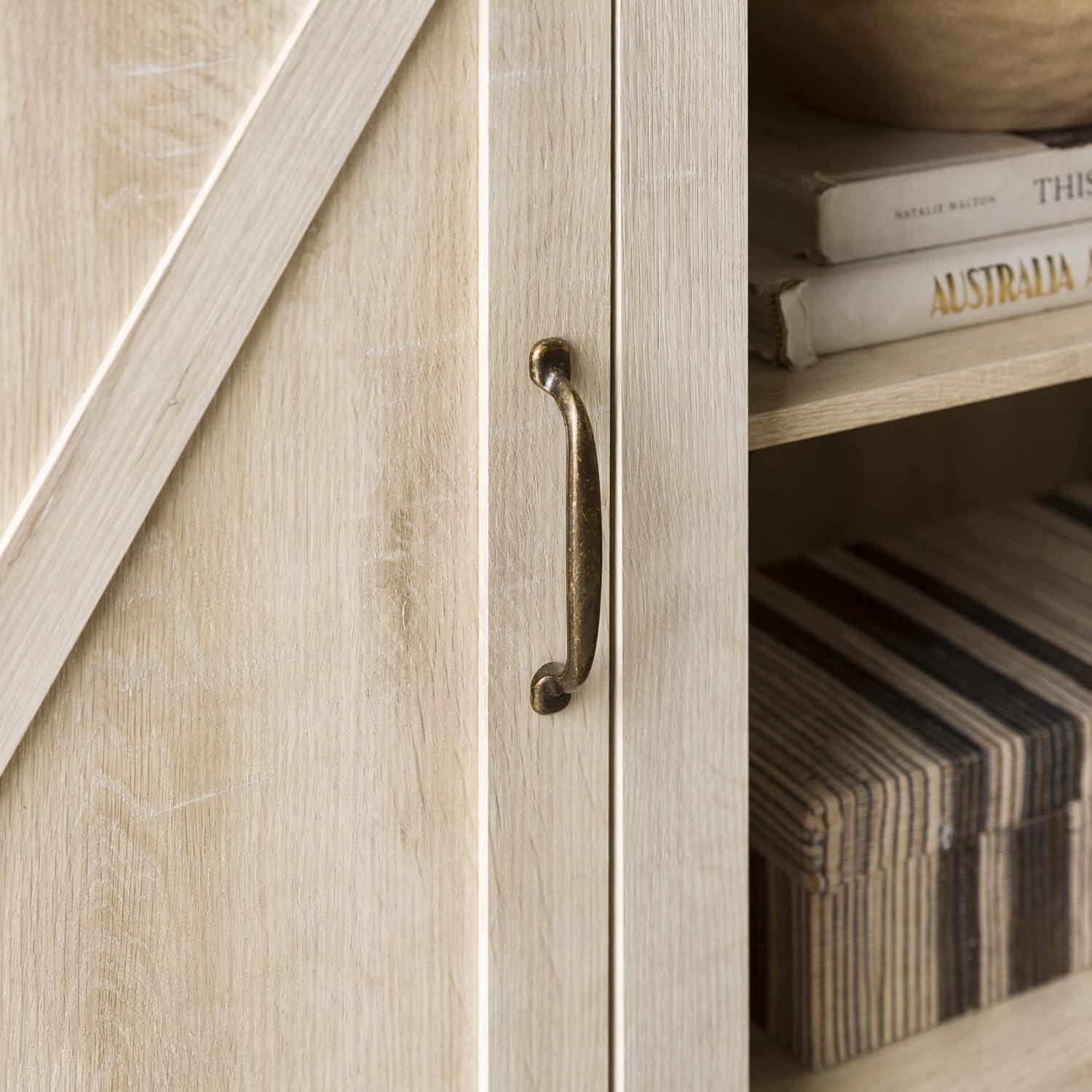 imageWalker Edison Georgetown Modern Farmhouse Double Barn Door TV Stand for TVs up to 65 Inches 58 Inch GreyWhite Oak