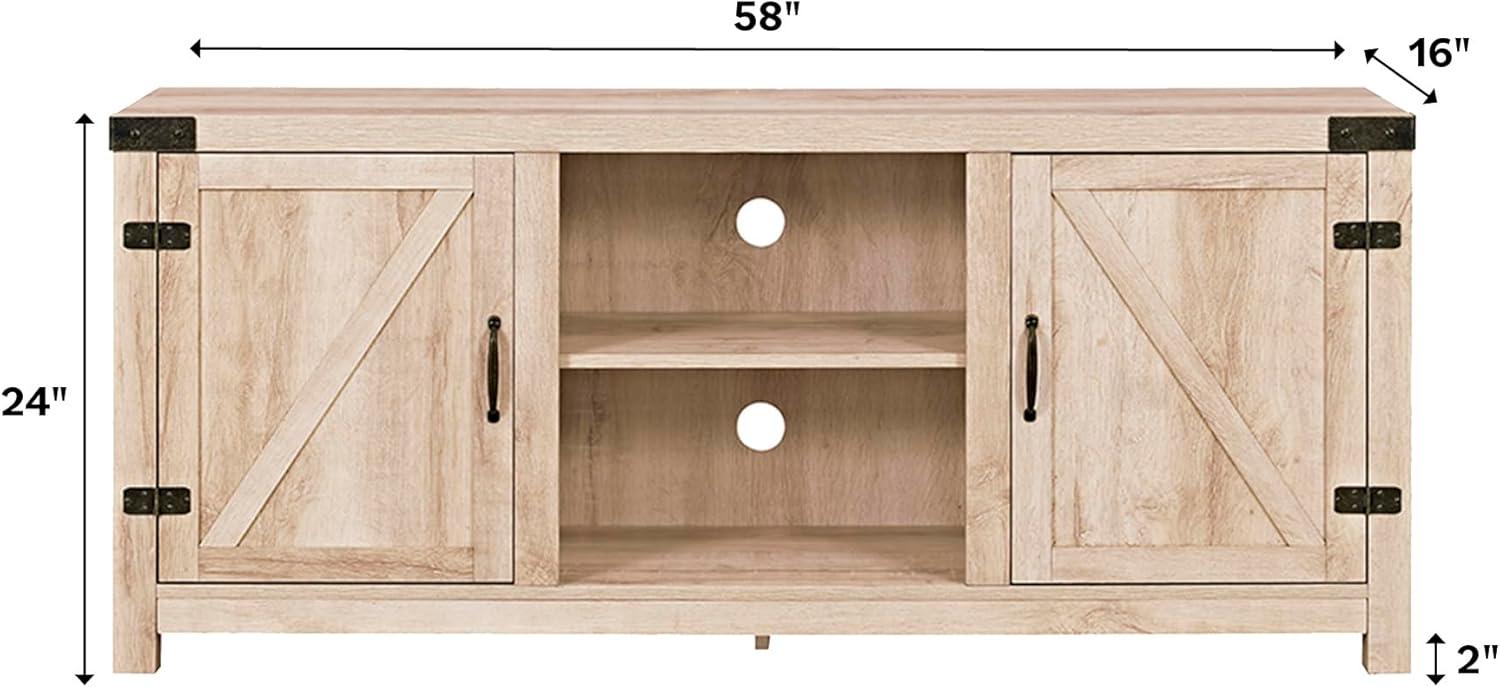 imageWalker Edison Georgetown Modern Farmhouse Double Barn Door TV Stand for TVs up to 65 Inches 58 Inch GreyWhite Oak