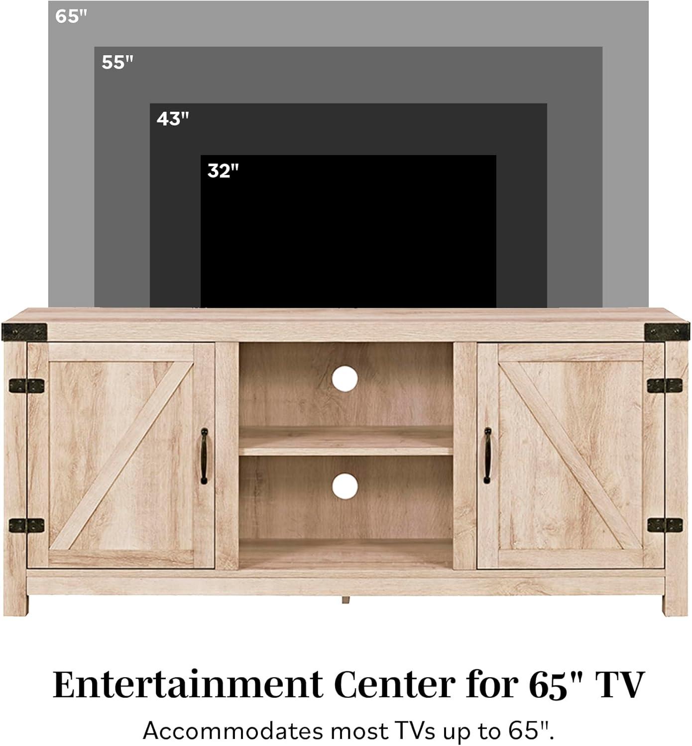 imageWalker Edison Georgetown Modern Farmhouse Double Barn Door TV Stand for TVs up to 65 Inches 58 Inch GreyWhite Oak