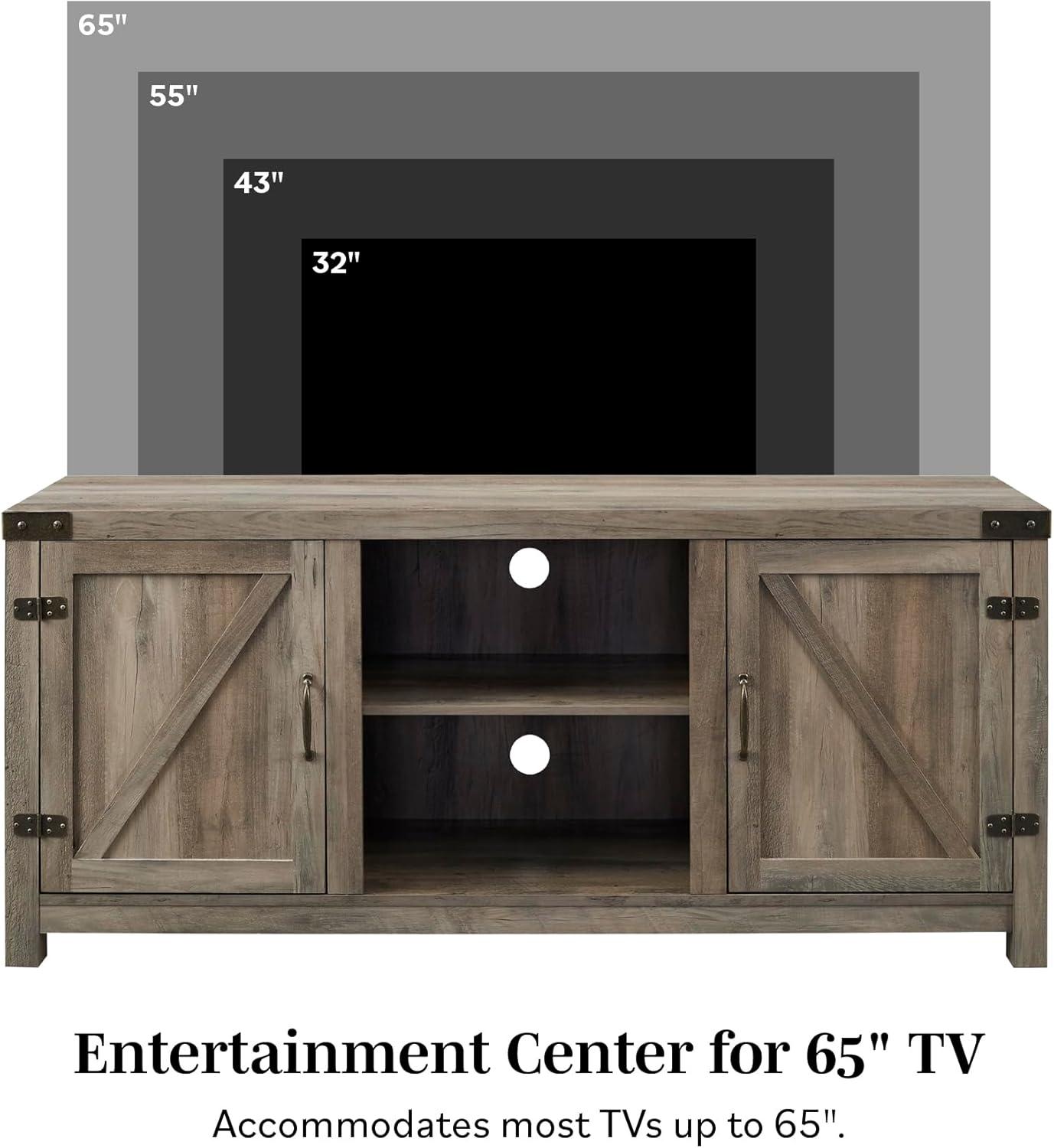 imageWalker Edison Georgetown Modern Farmhouse Double Barn Door TV Stand for TVs up to 65 Inches 58 Inch Rustic Oak