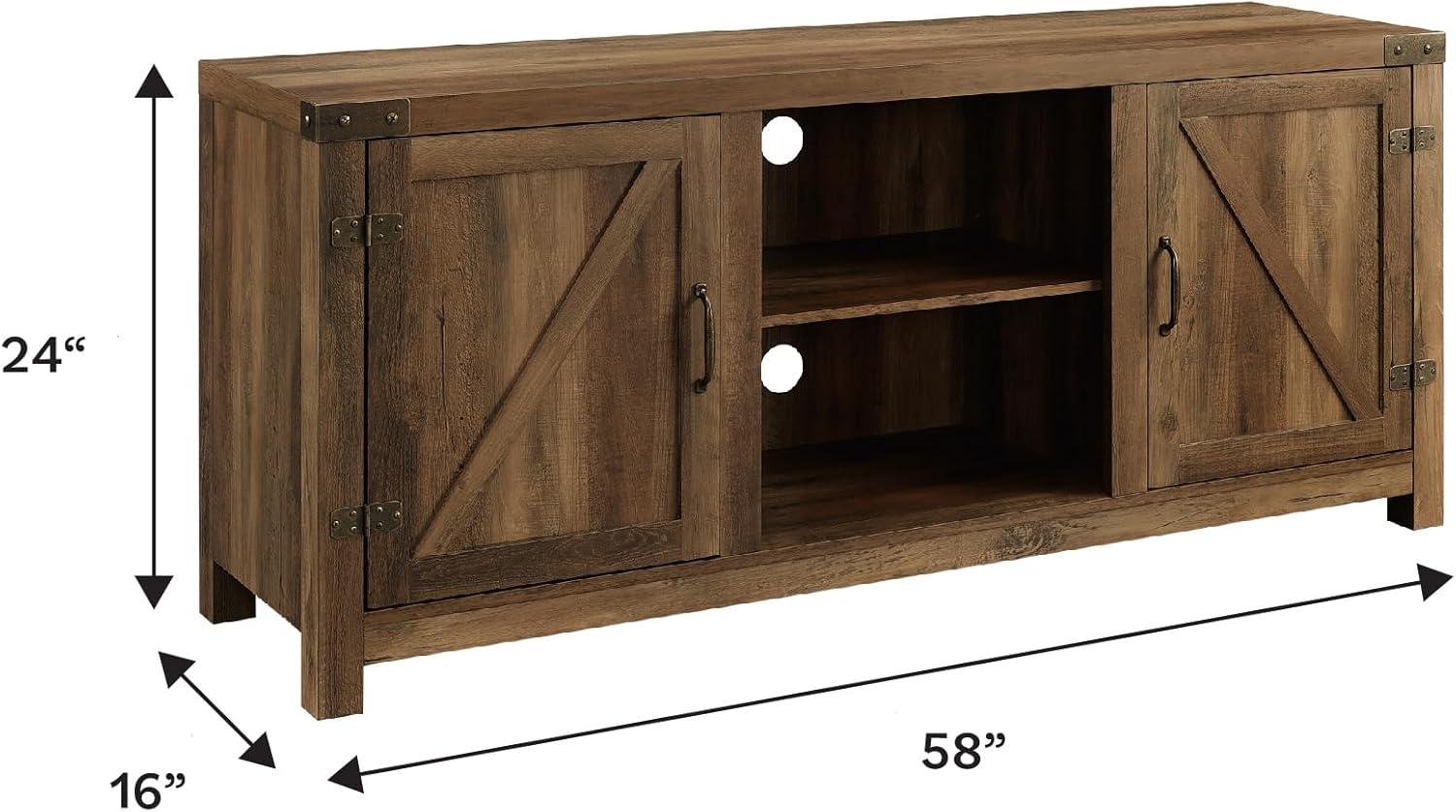 imageWalker Edison Georgetown Modern Farmhouse Double Barn Door TV Stand for TVs up to 65 Inches 58 Inch Rustic Oak