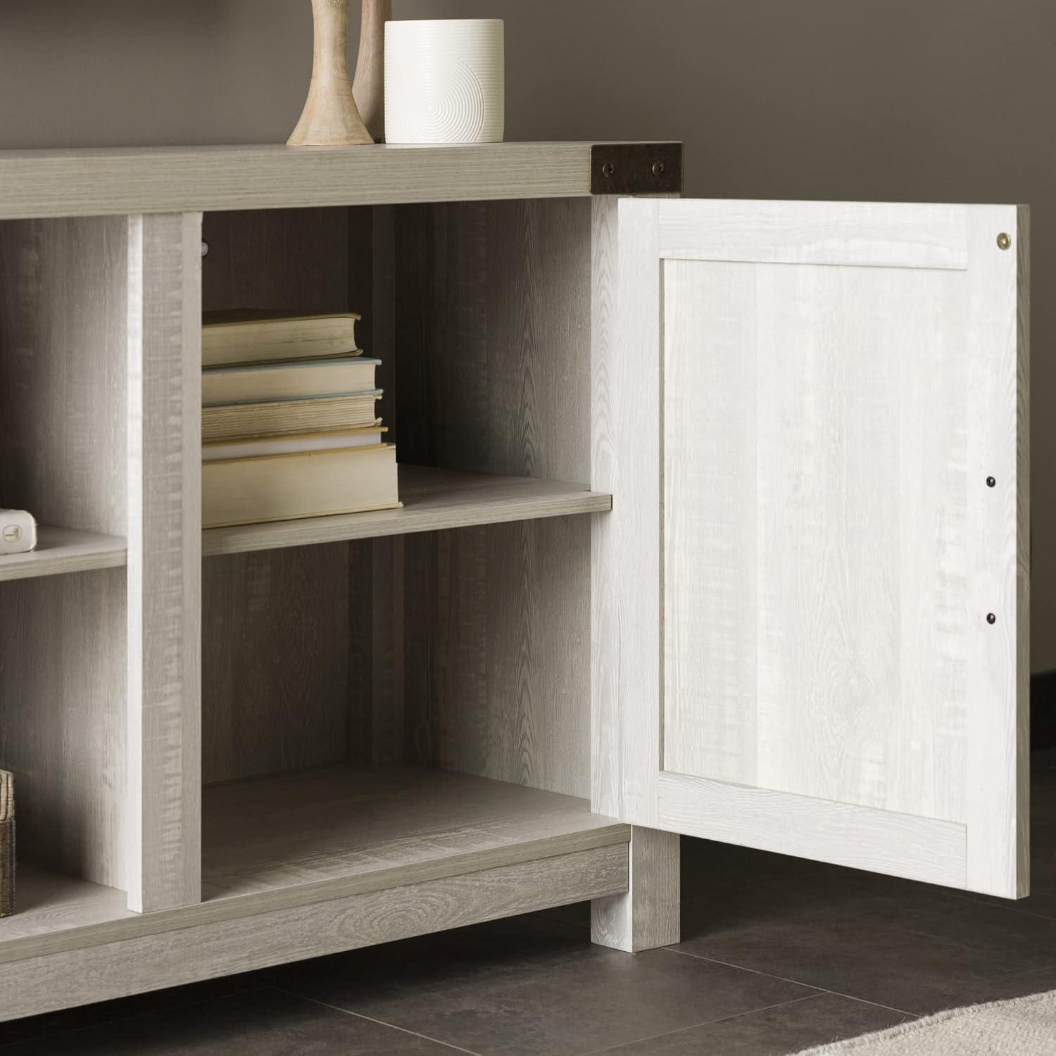 imageWalker Edison Georgetown Modern Farmhouse Double Barn Door TV Stand for TVs up to 65 Inches 58 Inch Stone Grey