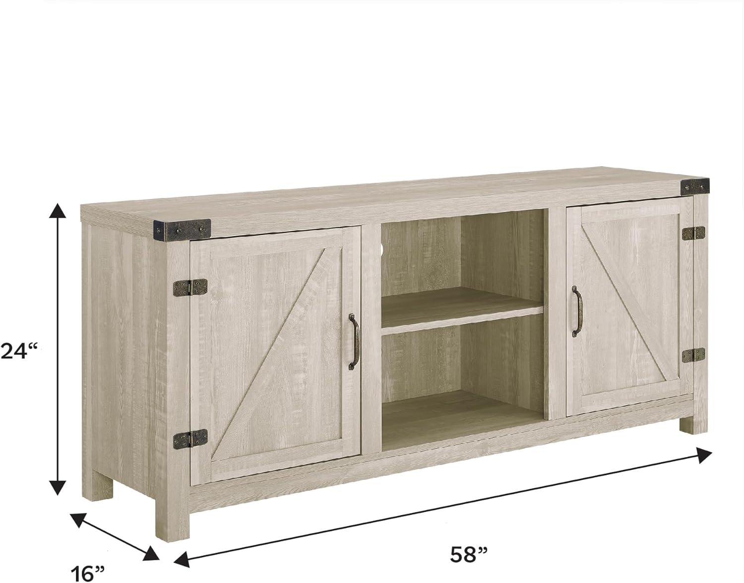 imageWalker Edison Georgetown Modern Farmhouse Double Barn Door TV Stand for TVs up to 65 Inches 58 Inch Stone Grey