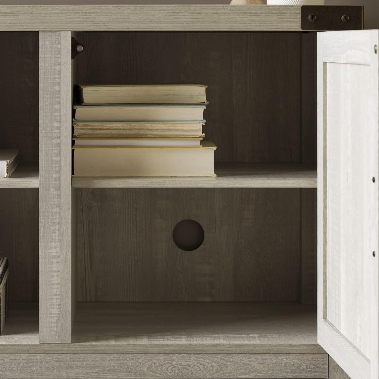 imageWalker Edison Georgetown Modern Farmhouse Double Barn Door TV Stand for TVs up to 65 Inches 58 Inch Stone Grey