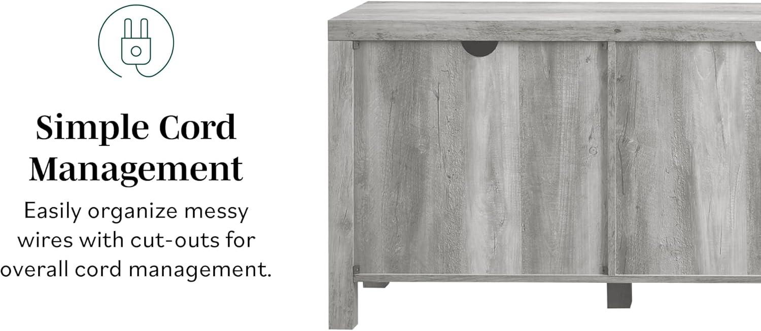 imageWalker Edison Georgetown Modern Farmhouse Double Barn Door TV Stand for TVs up to 80 Inches 70 Inch Rustic Oak Without Fireplace 1575 x 70 x 24 inchesStone Grey