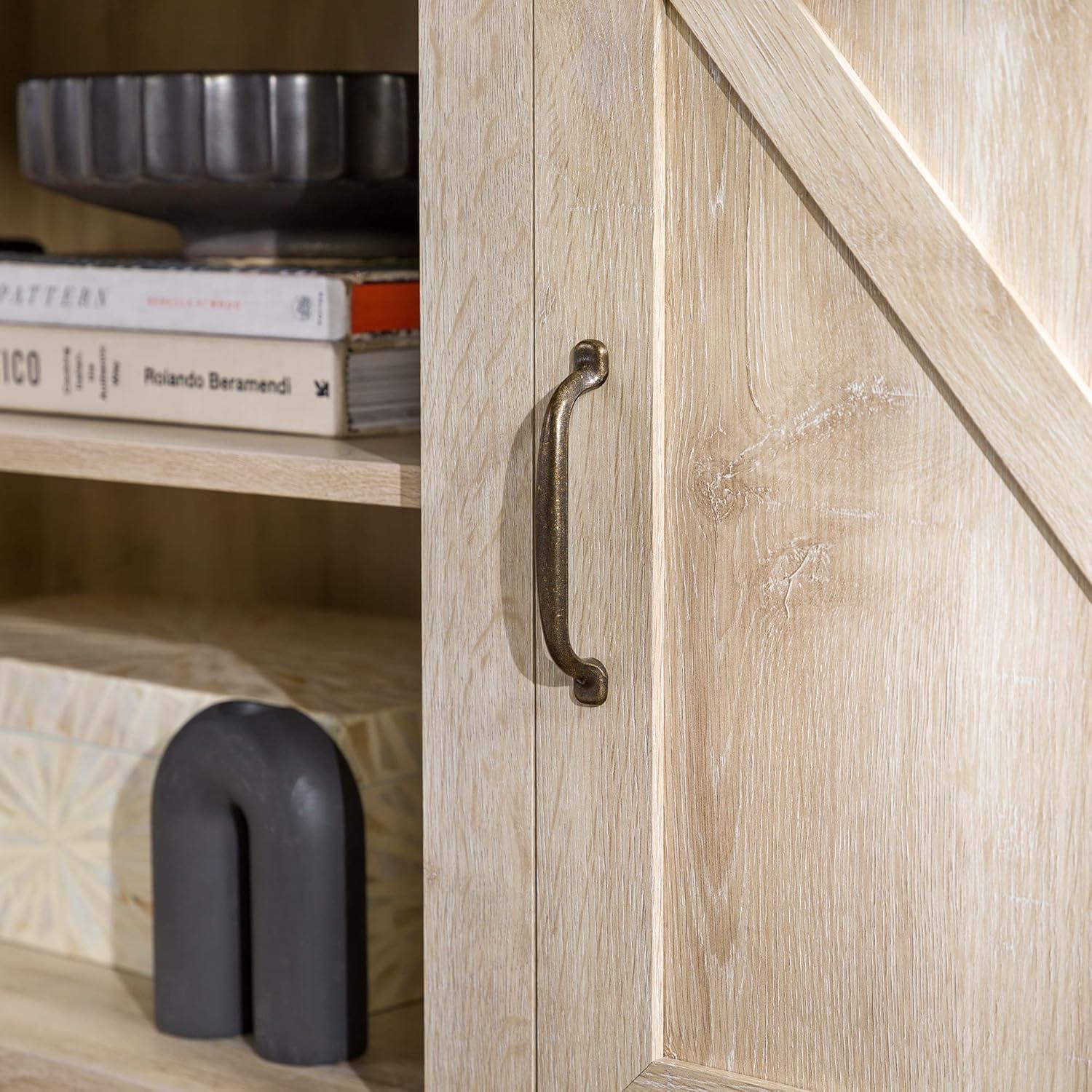 imageWalker Edison Georgetown Modern Farmhouse Double Barn Door TV Stand for TVs up to 80 Inches 70 Inch Rustic Oak Without Fireplace 1575 x 70 x 24 inchesWhite Oak