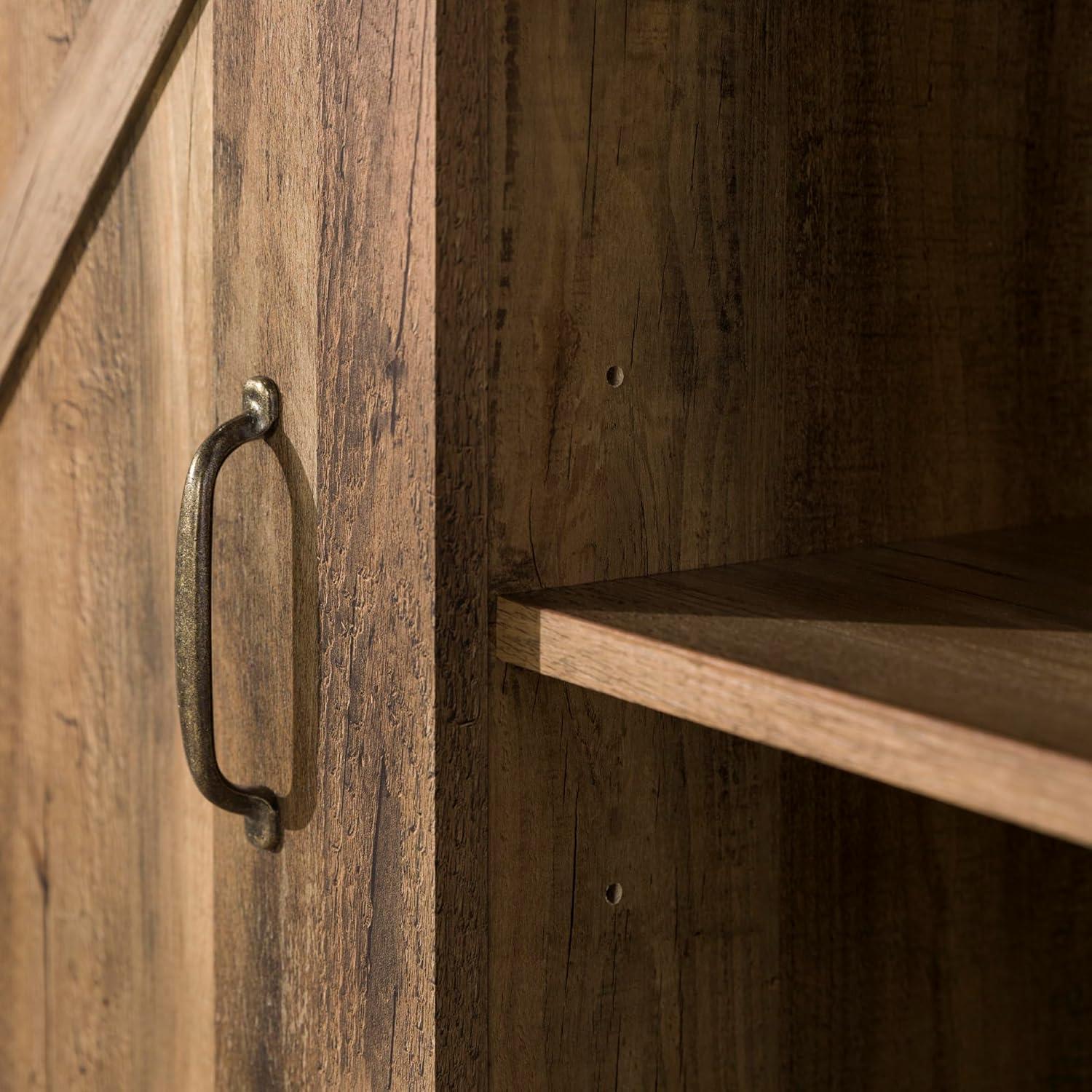 imageWalker Edison Georgetown Modern Farmhouse Double Barn Door TV Stand for TVs up to 80 Inches 70 Inch Rustic Oak Without Fireplace 1575 x 70 x 24 inchesRustic Oak