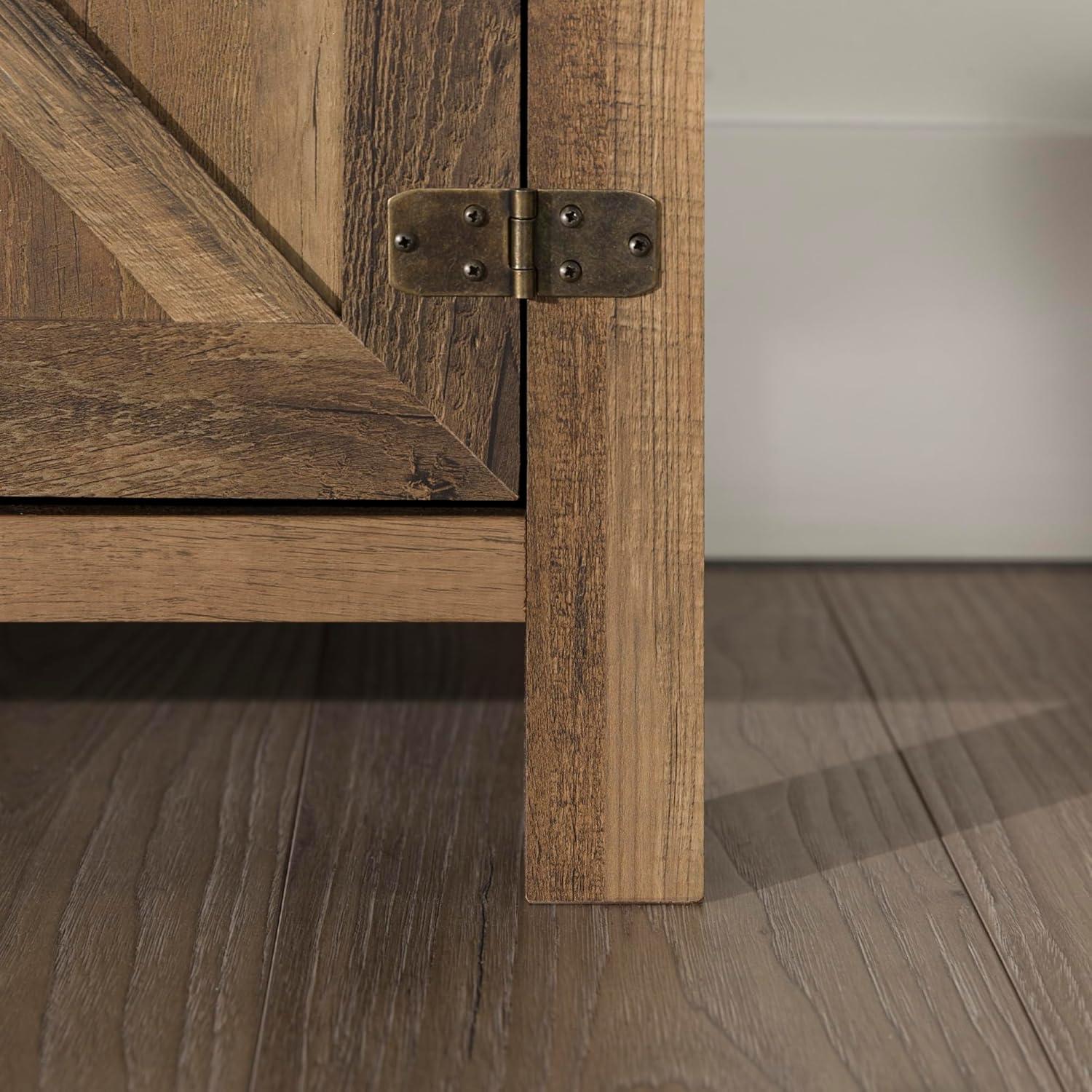 imageWalker Edison Georgetown Modern Farmhouse Double Barn Door TV Stand for TVs up to 80 Inches 70 Inch Rustic Oak Without Fireplace 1575 x 70 x 24 inchesRustic Oak