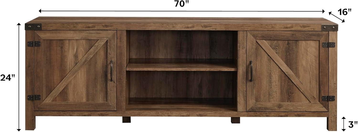 imageWalker Edison Georgetown Modern Farmhouse Double Barn Door TV Stand for TVs up to 80 Inches 70 Inch Rustic Oak Without Fireplace 1575 x 70 x 24 inchesRustic Oak