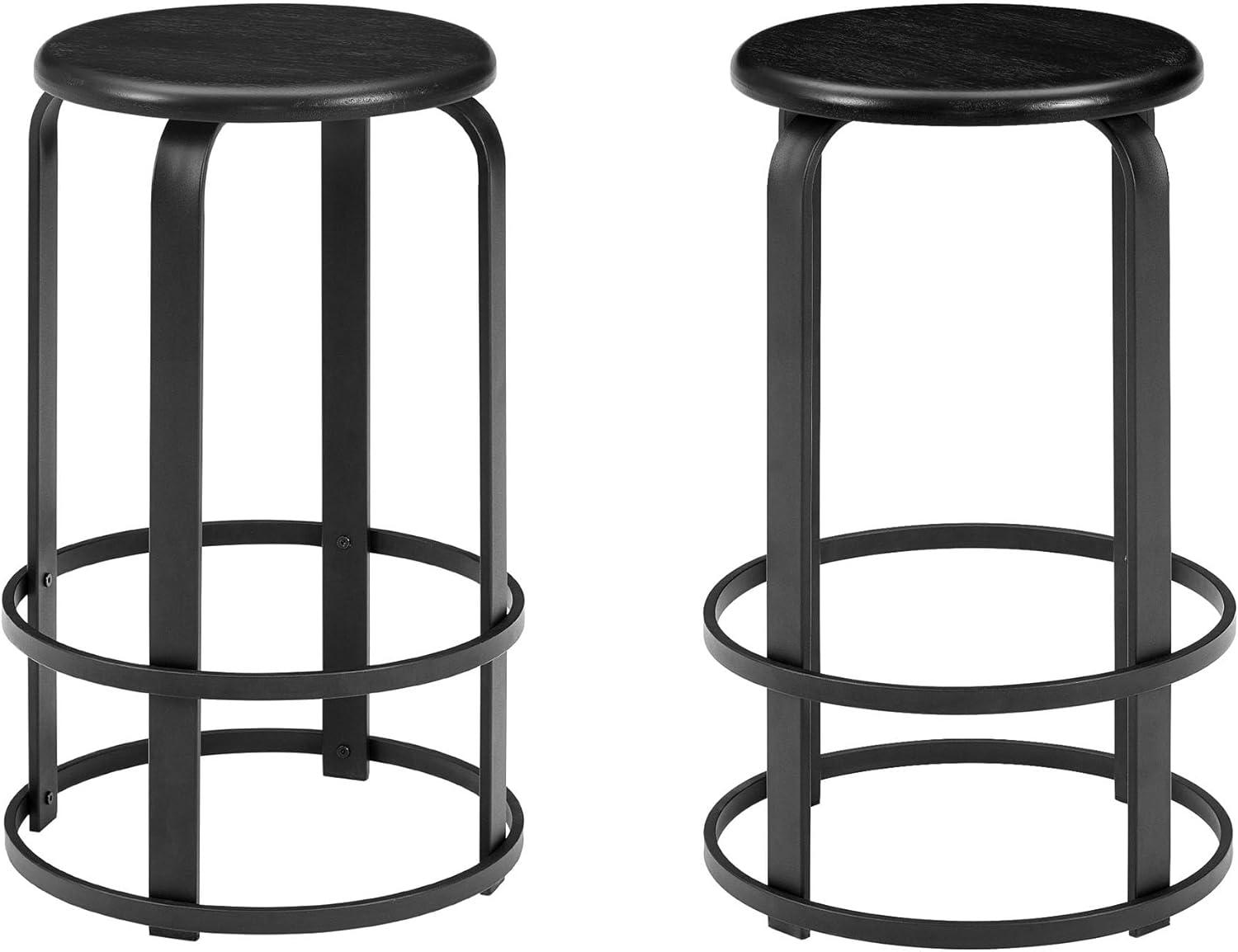 imageWalker Edison Hayes Modern Curved Metal and Solid Wood Barstool 26 Inch BlackBlack