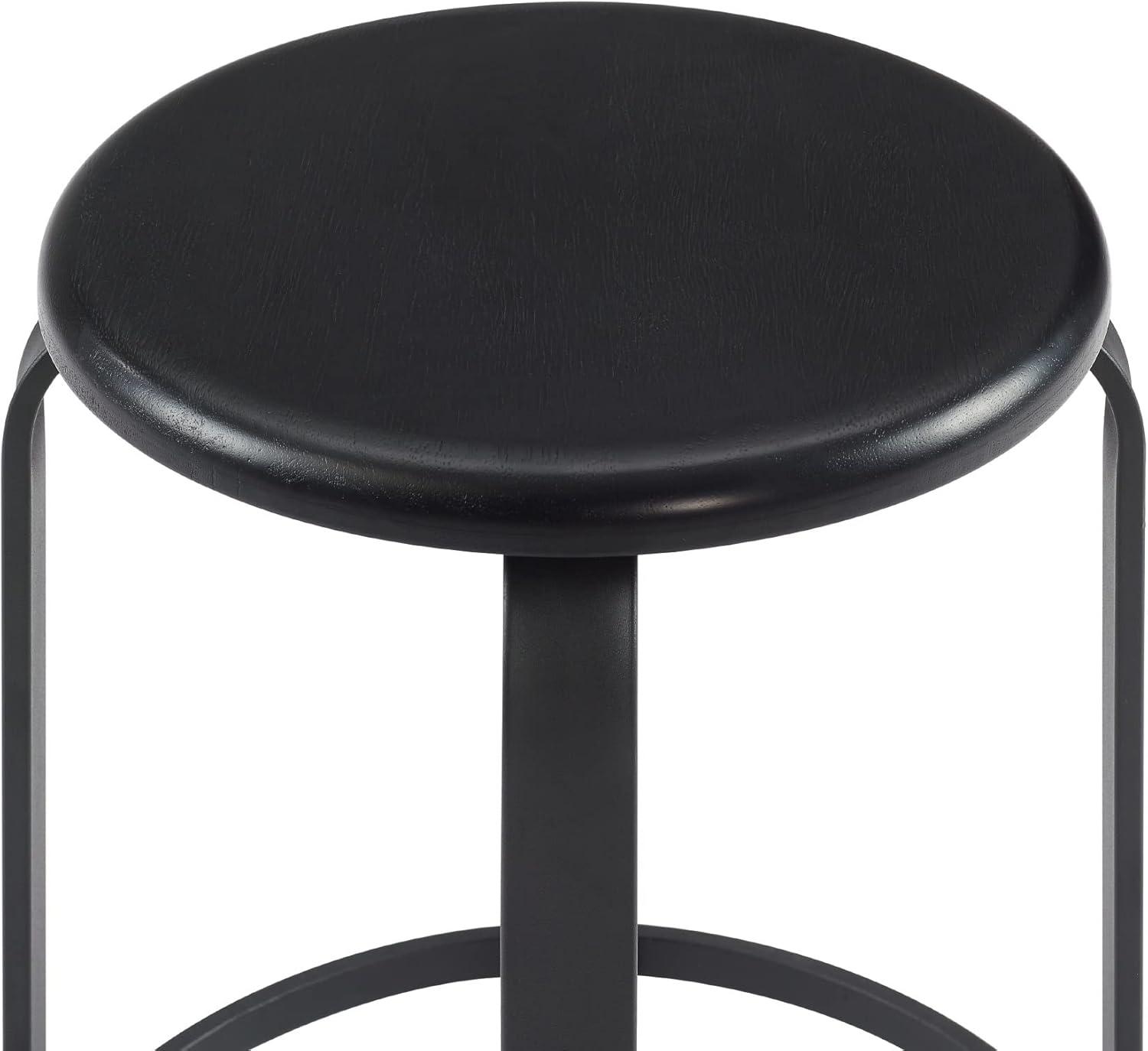 imageWalker Edison Hayes Modern Curved Metal and Solid Wood Barstool 26 Inch BlackBlack