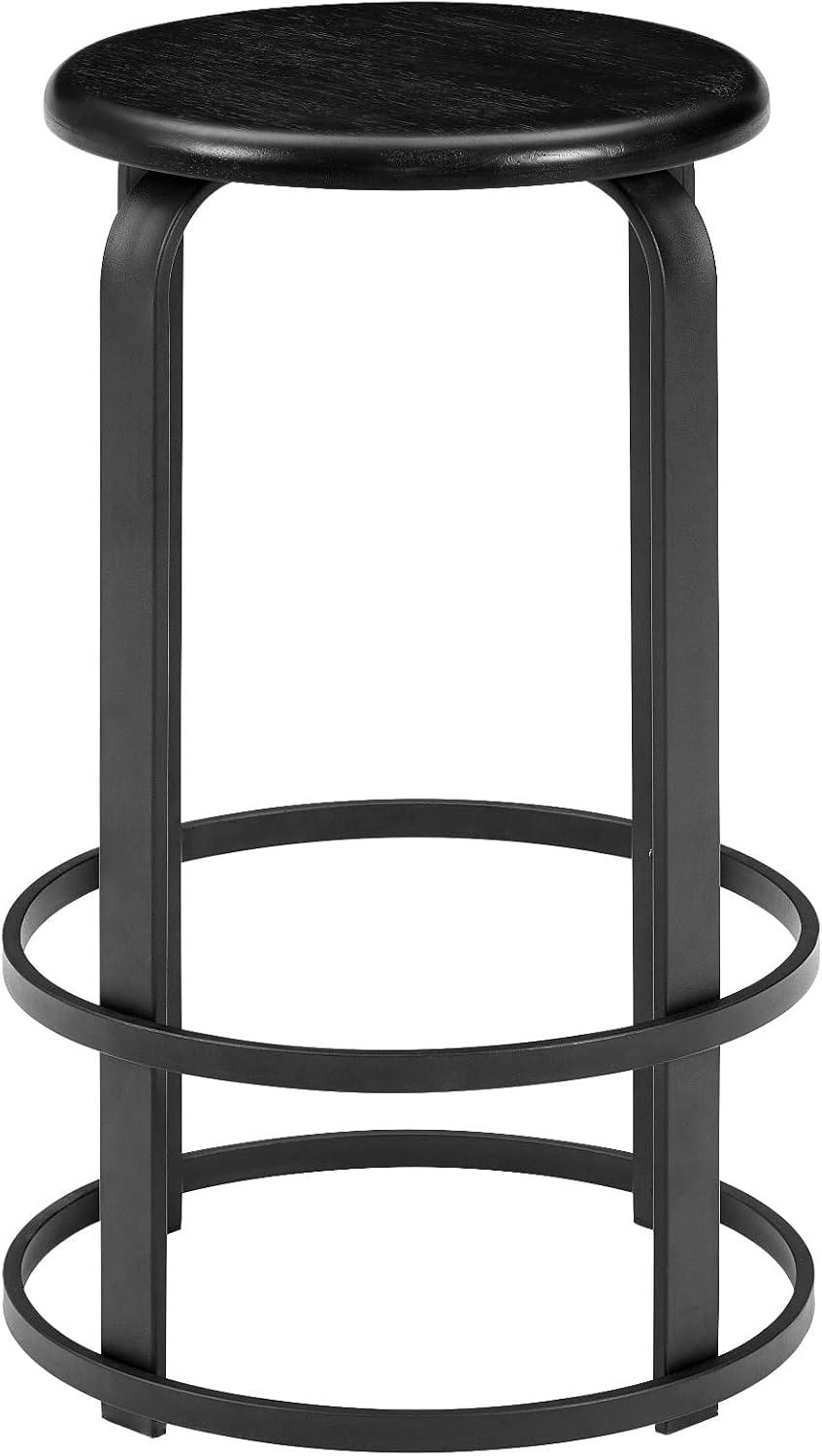 imageWalker Edison Hayes Modern Curved Metal and Solid Wood Barstool 26 Inch BlackBlack