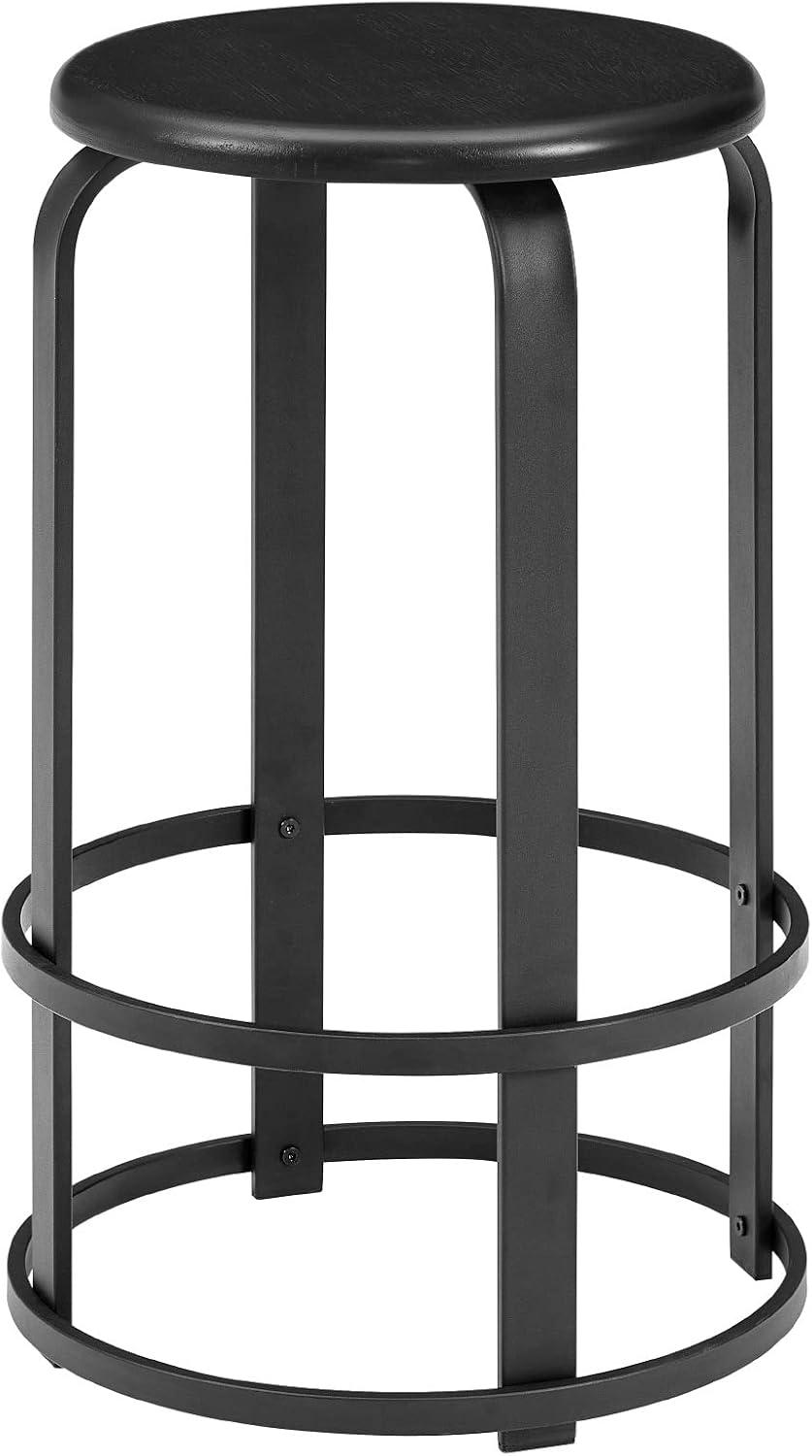 imageWalker Edison Hayes Modern Curved Metal and Solid Wood Barstool 26 Inch BlackBlack