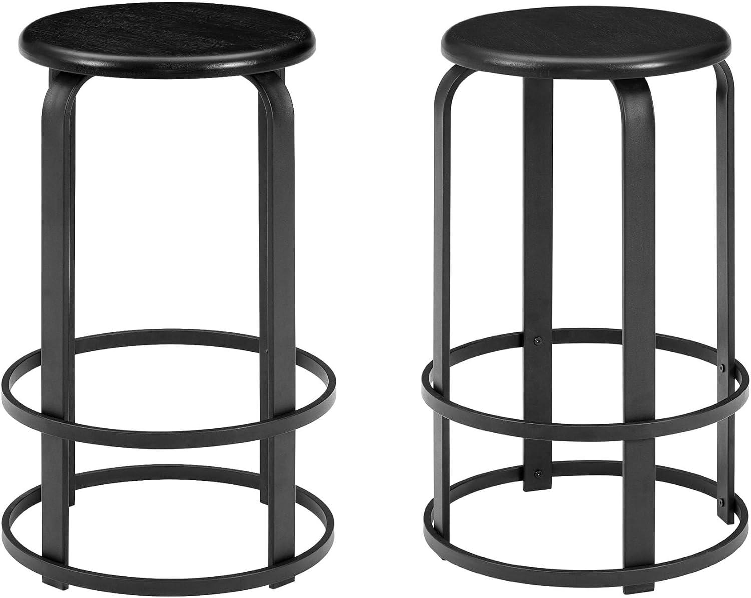 imageWalker Edison Hayes Modern Curved Metal and Solid Wood Barstool 26 Inch BlackBlack