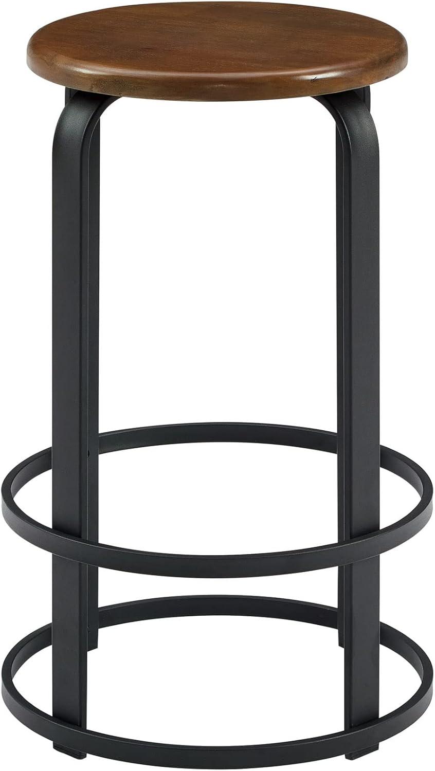 imageWalker Edison Hayes Modern Curved Metal and Solid Wood Barstool 26 Inch BlackDark Coffee Black