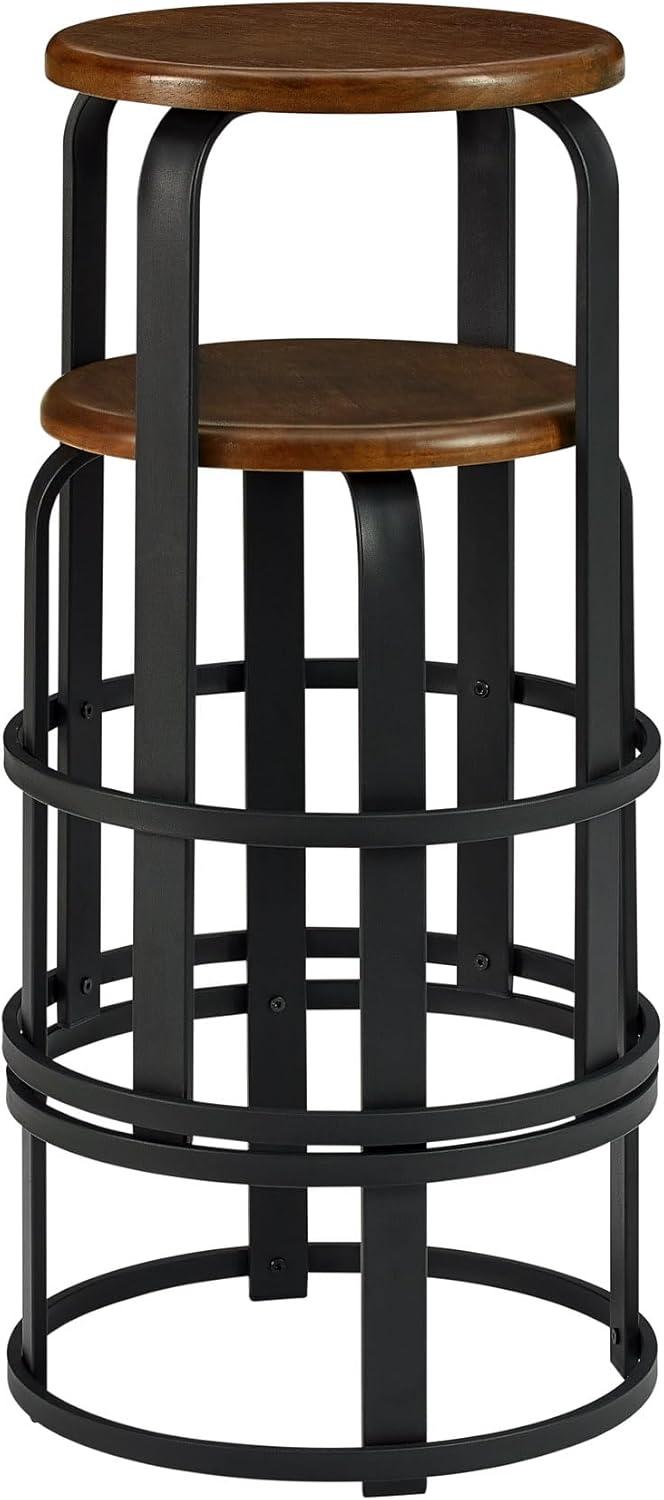 imageWalker Edison Hayes Modern Curved Metal and Solid Wood Barstool 26 Inch BlackDark Coffee Black