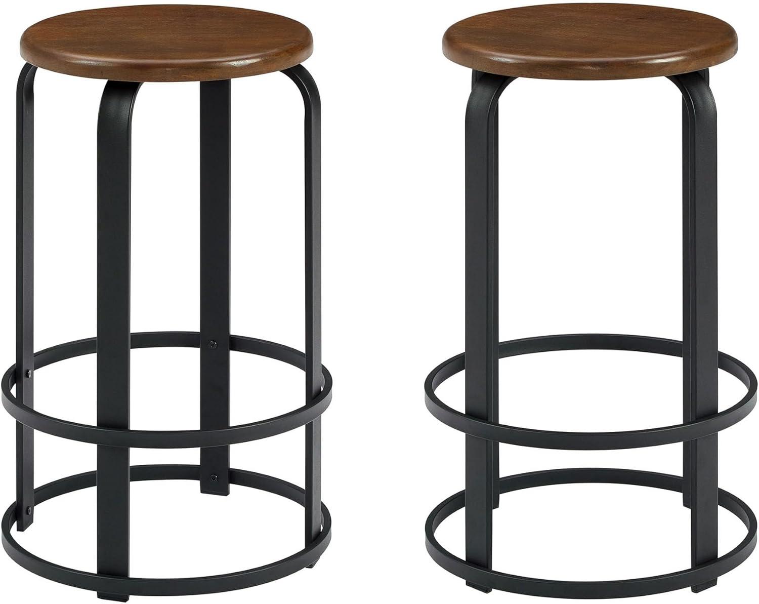 imageWalker Edison Hayes Modern Curved Metal and Solid Wood Barstool 26 Inch BlackDark Coffee Black