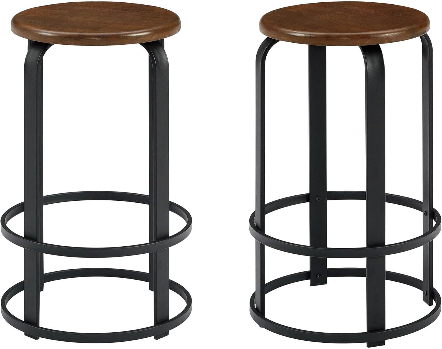 imageWalker Edison Hayes Modern Curved Metal and Solid Wood Barstool 26 Inch BlackDark Coffee Black