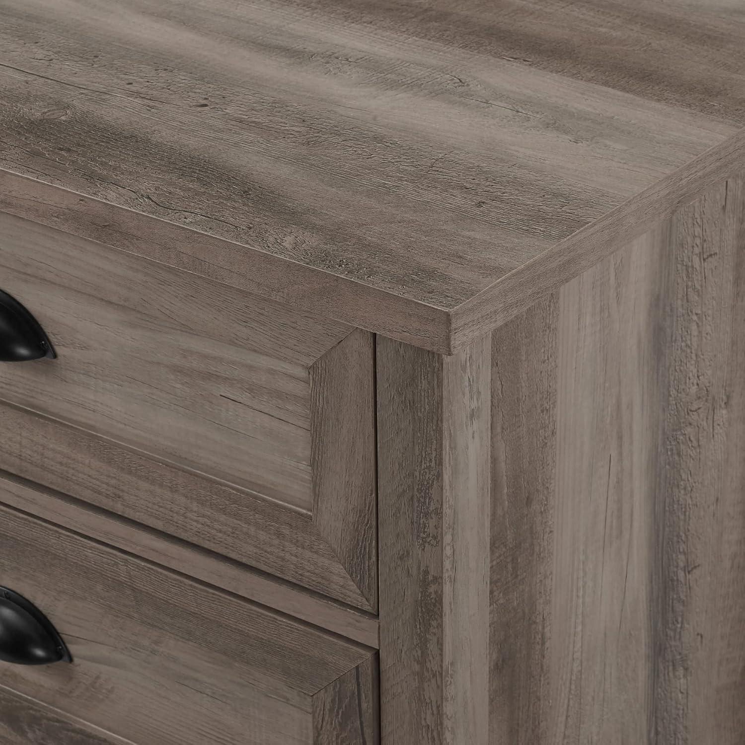 imageWalker Edison Hazel Modern Farmhouse 3 Drawer Framed Nightstand with HalfMoon Handles 25 Inch White OakGrey Wash