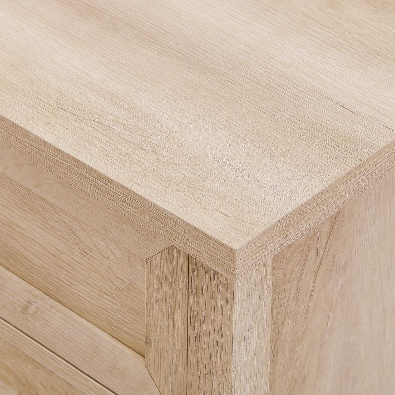 imageWalker Edison Hazel Modern Farmhouse 3 Drawer Framed Nightstand with HalfMoon Handles 25 Inch White OakWhite Oak