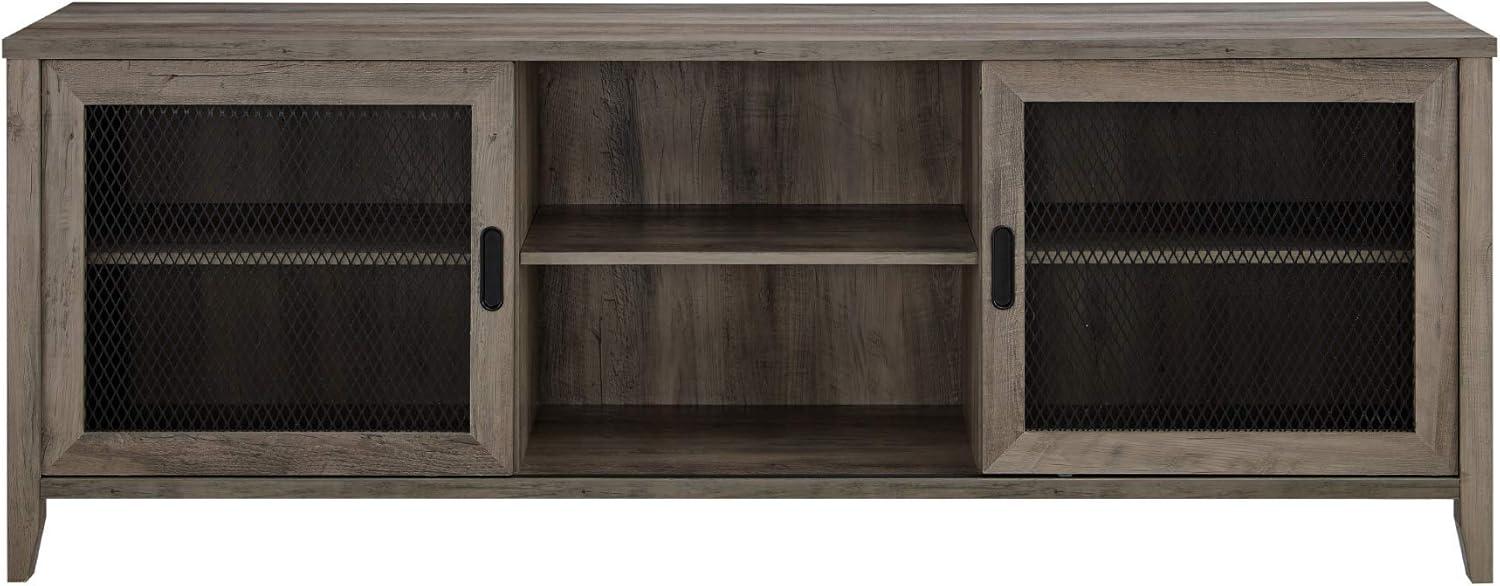 imageWalker Edison Industrial Farmhouse Sliding Metal Barn Door Wood TV Stand Storage Cabinet for TVs up to 80quot 70 Inch GreyGrey