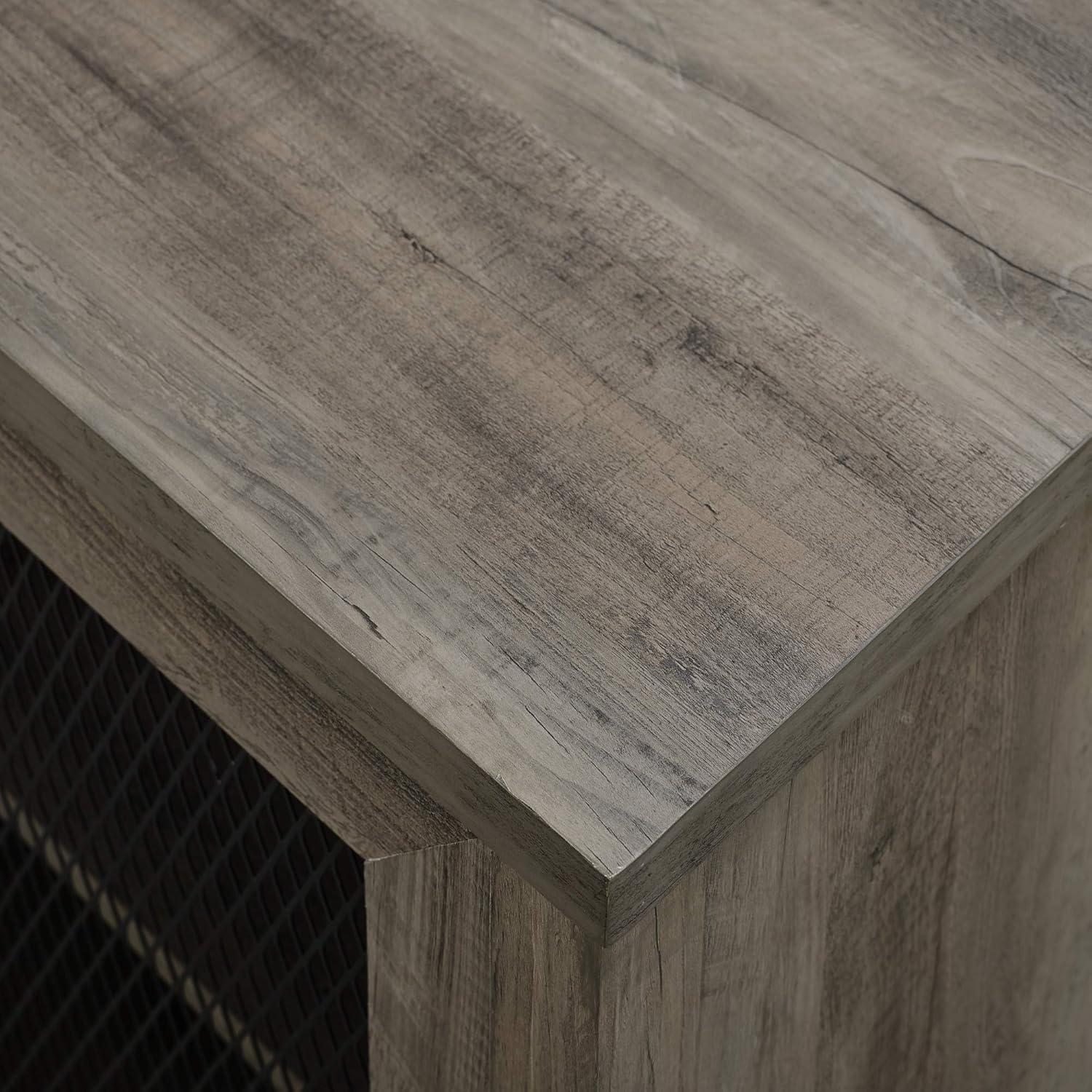 imageWalker Edison Industrial Farmhouse Sliding Metal Barn Door Wood TV Stand Storage Cabinet for TVs up to 80quot 70 Inch GreyGrey