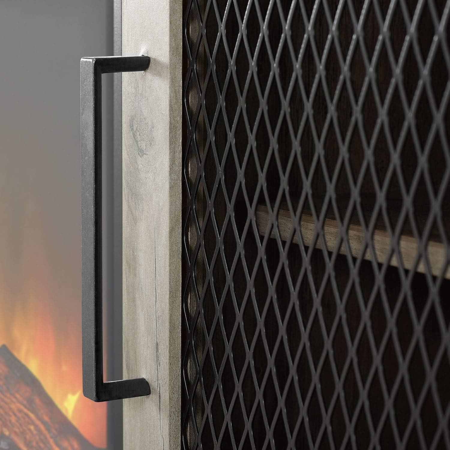 imageWalker Edison Industrial Farmhouse Sliding Metal Barn Door Wood TV Stand Storage Cabinet for TVs up to 80quot 70 Inch GreyGrey Wash