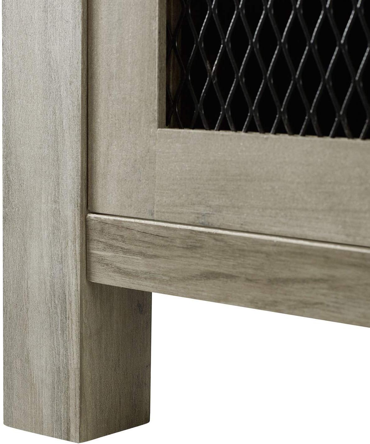 imageWalker Edison Industrial Farmhouse Sliding Metal Barn Door Wood TV Stand Storage Cabinet for TVs up to 80quot 70 Inch GreyGrey Wash