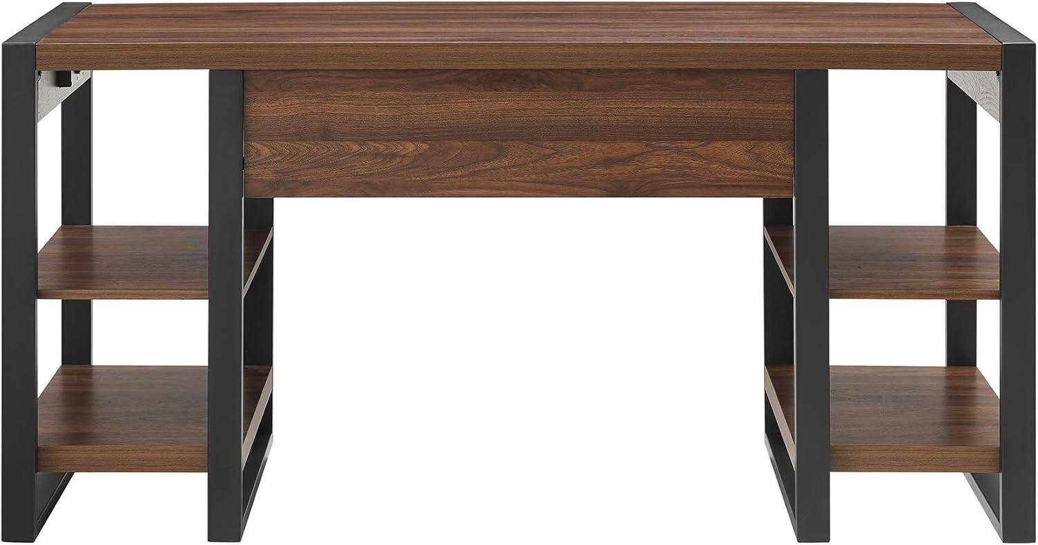 imageWalker Edison Industrial Wood Computer Writing Desk 4 Storage Shelves and Gaming Gamer Command Center Workstation Desk Home Office 60 Inch Dark WalnutDark Walnut