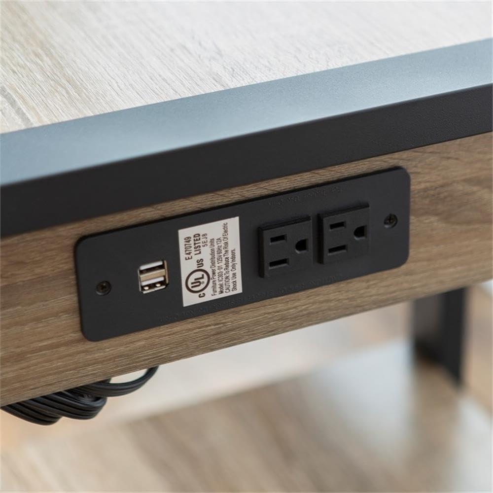 imageWalker Edison Industrial Wood Computer Writing Desk 4 Storage Shelves and Gaming Gamer Command Center Workstation Desk Home Office 60 Inch Dark WalnutDriftwood