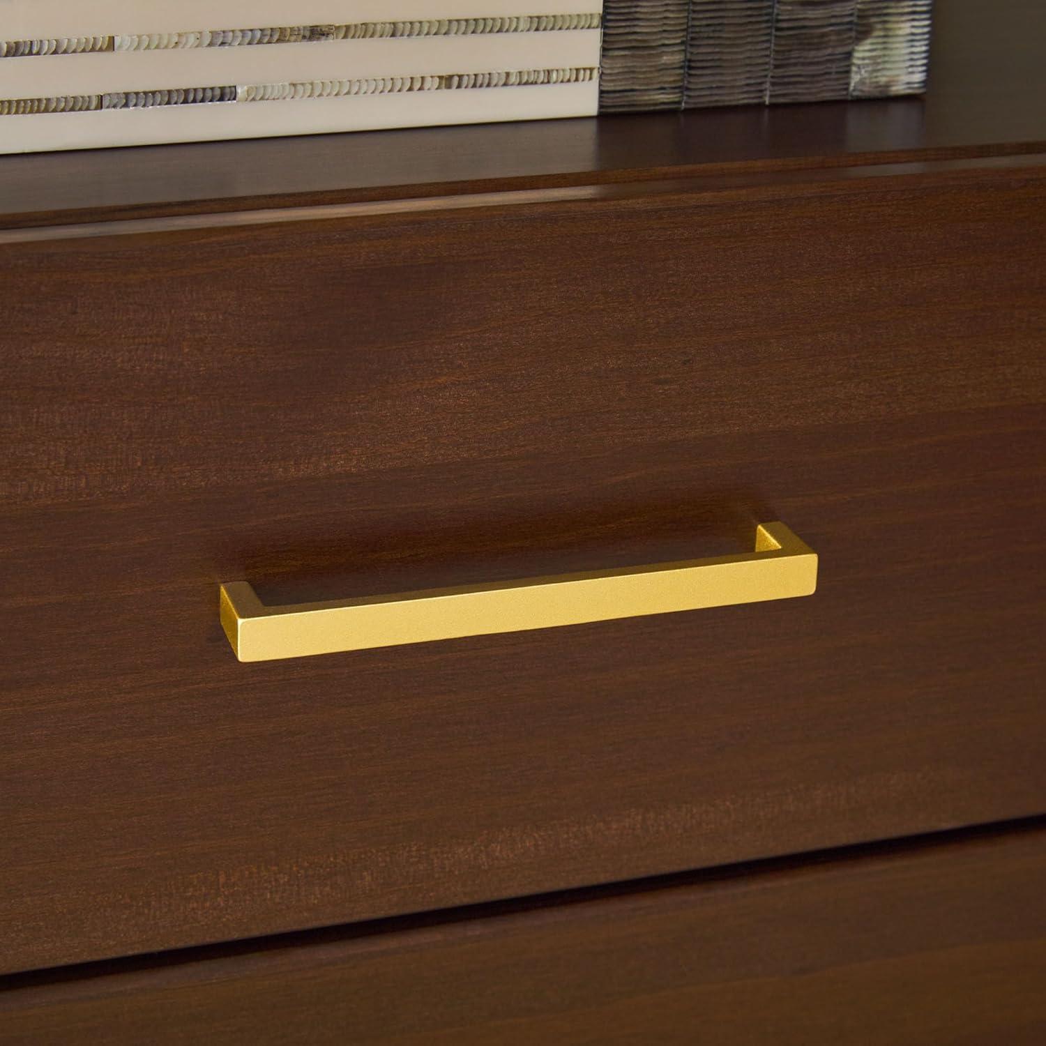 imageWalker Edison Isla Modern Solid Wood 2 Drawer Nightstand Side Table with Glass Top 22 Inch BlackWalnut