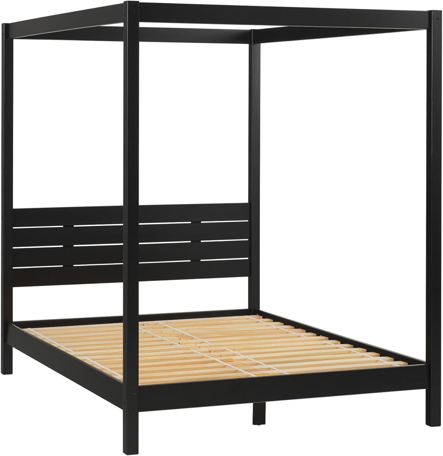 imageWalker Edison Isla Slatted Headboard Canopy Bedframe Queen BlackBlack