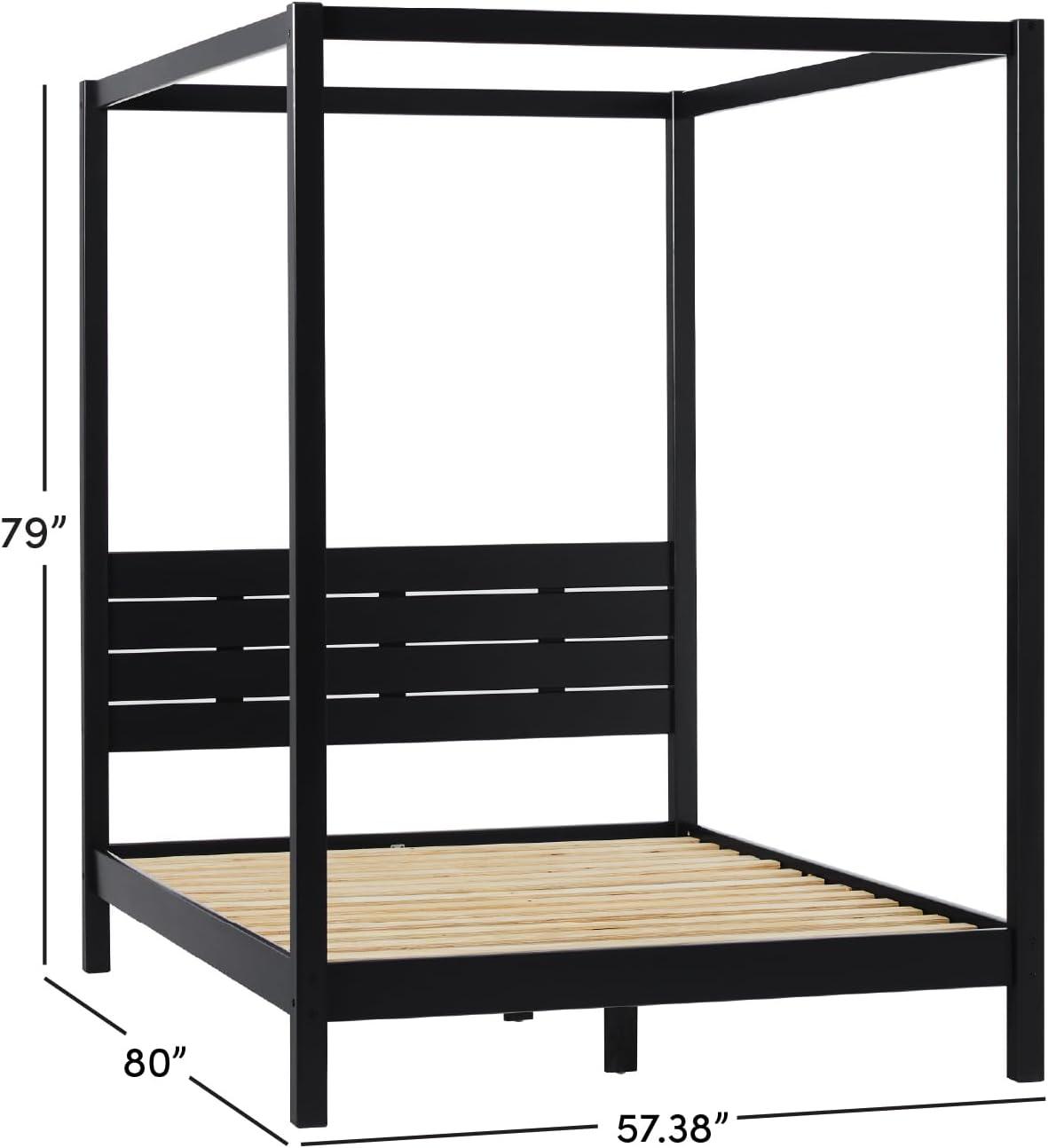 imageWalker Edison Isla Slatted Headboard Canopy Bedframe Queen BlackBlack