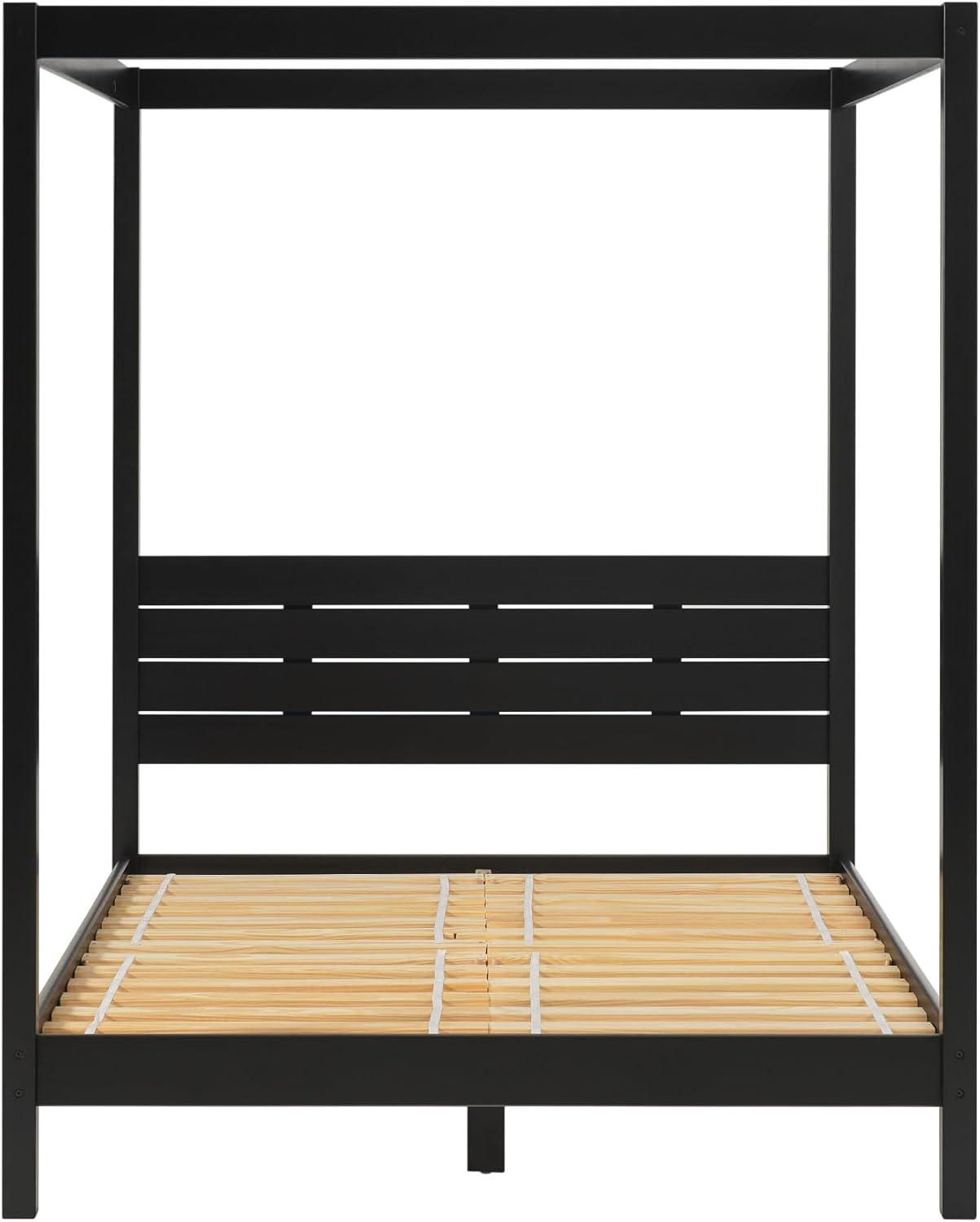 imageWalker Edison Isla Slatted Headboard Canopy Bedframe Queen BlackBlack