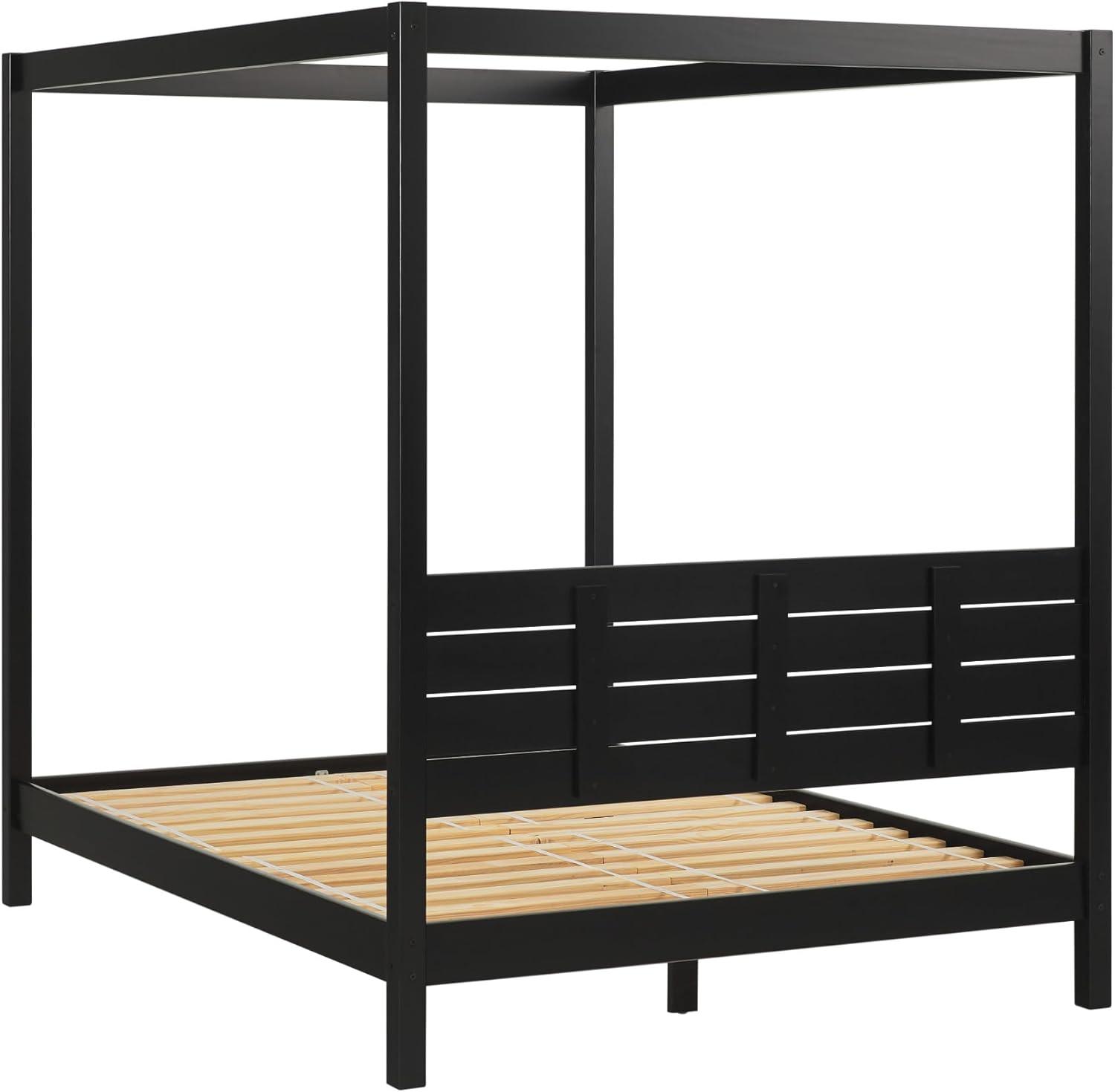 imageWalker Edison Isla Slatted Headboard Canopy Bedframe Queen BlackBlack