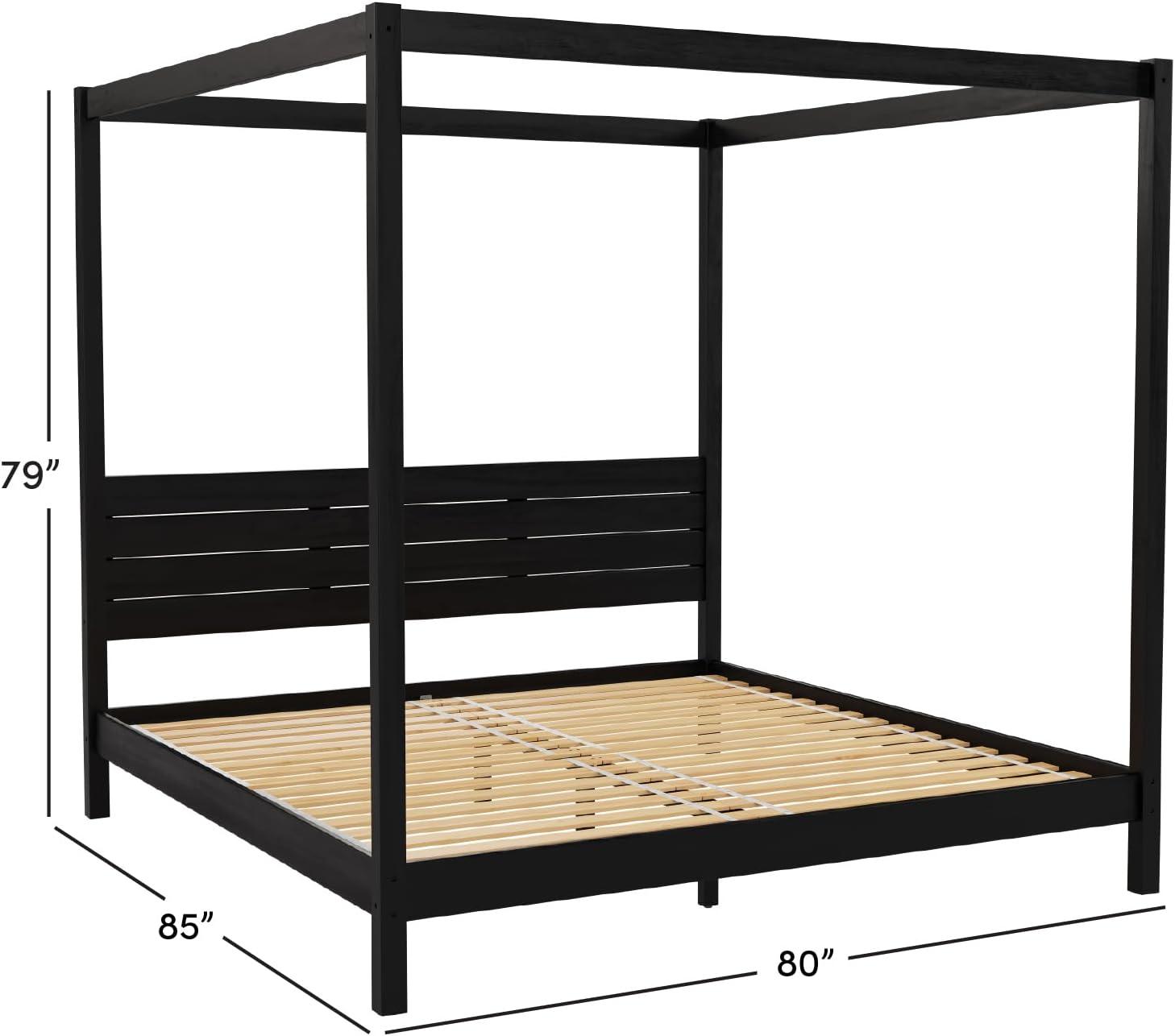 imageWalker Edison Isla Slatted Headboard Canopy Bedframe Queen BlackBlack
