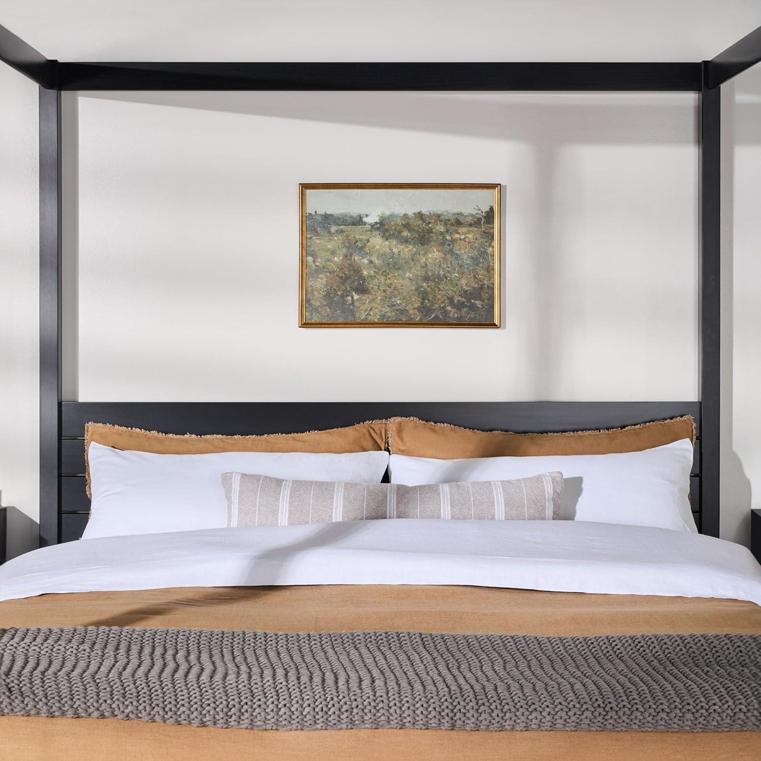 imageWalker Edison Isla Slatted Headboard Canopy Bedframe Queen BlackBlack